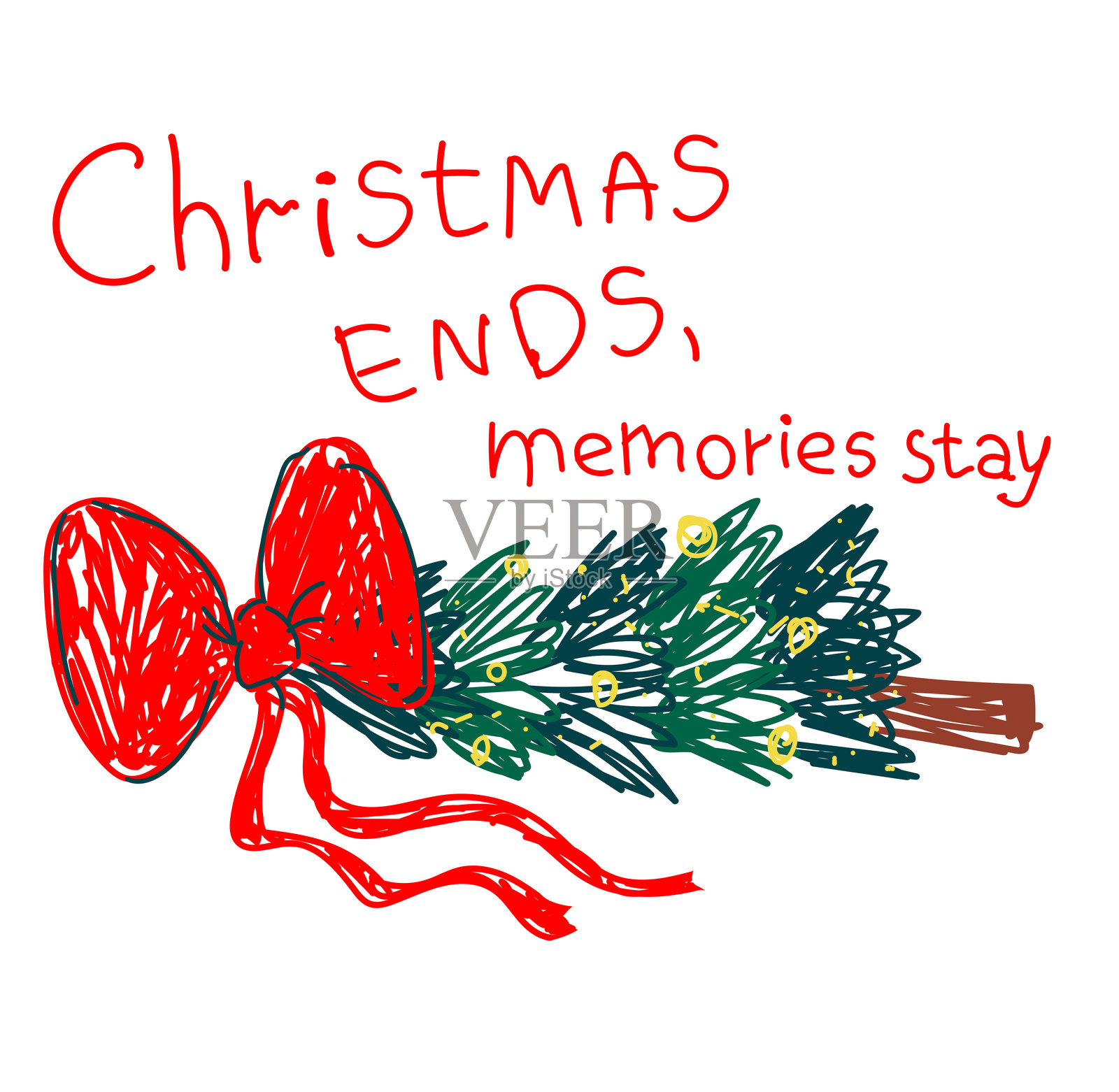 圣诞节结束，回忆永存 海报 矢量插图插画图片素材
