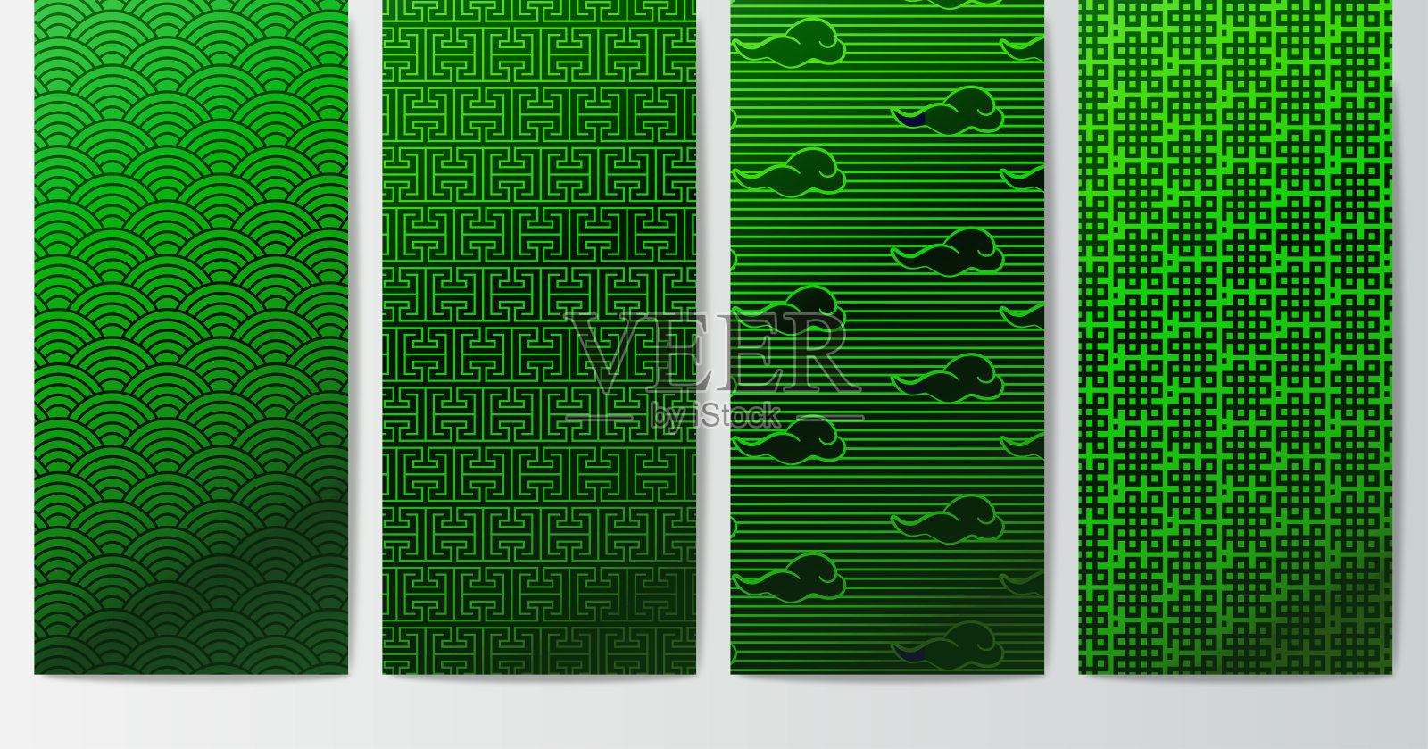 中国风无缝图案套装插画图片素材