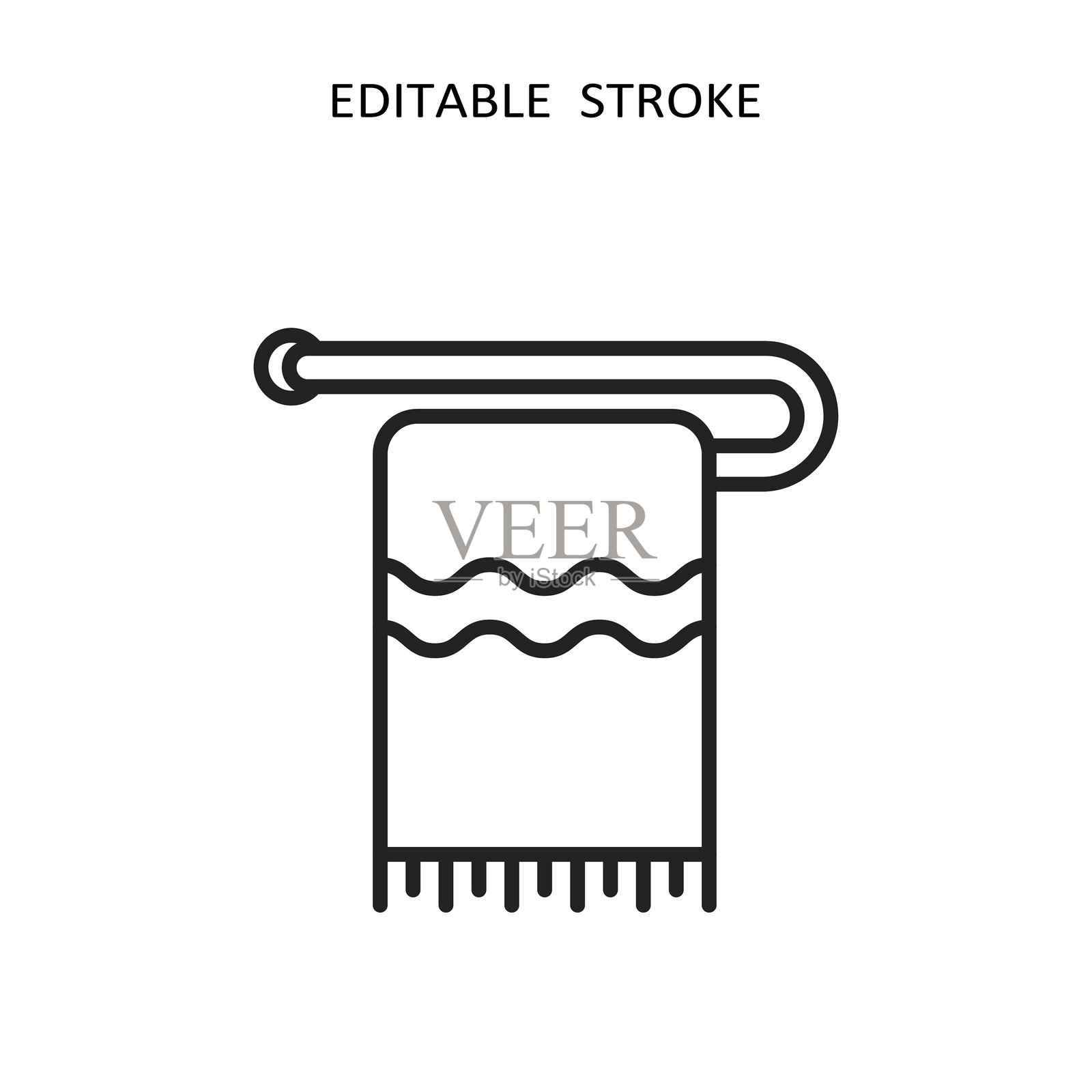 简单毛巾轮廓图标，带可编辑的线条以便自定义选项插画图片素材