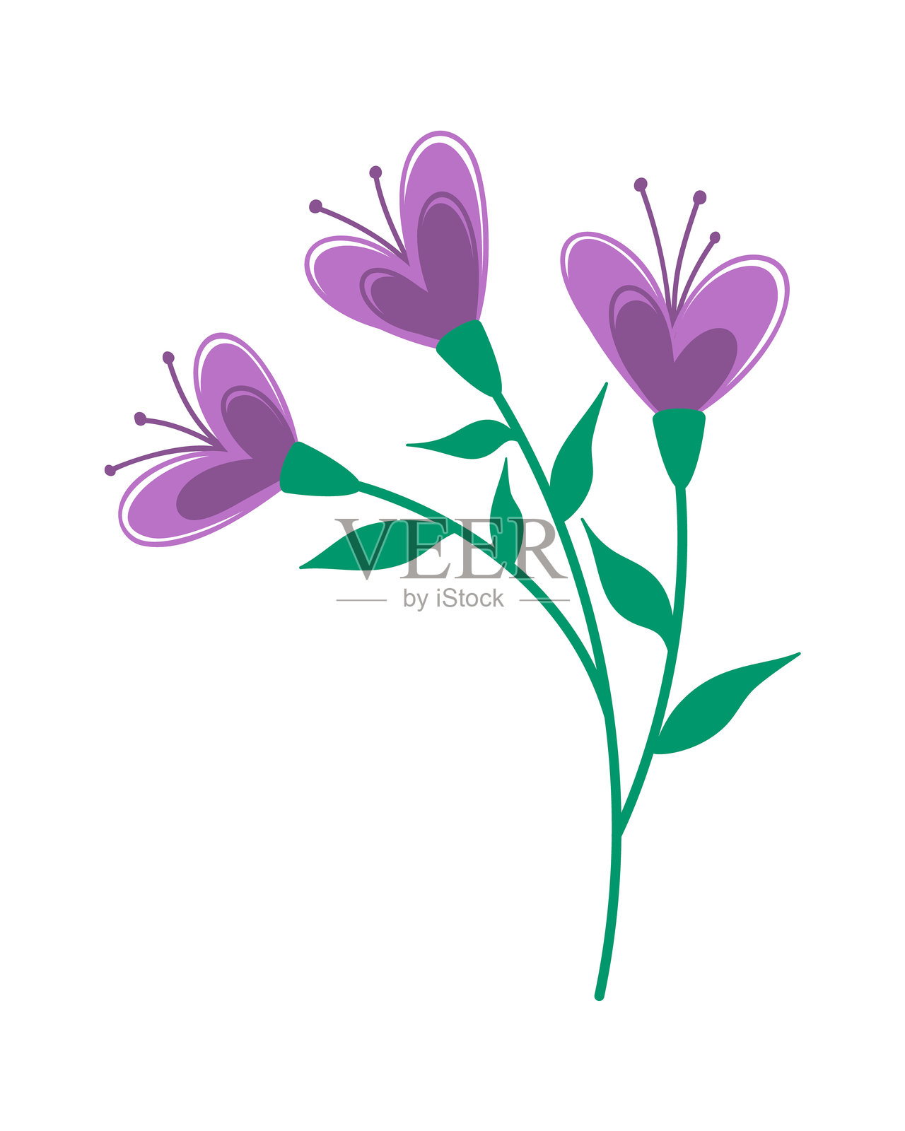 野花草本抽象花卉元素插画图片素材