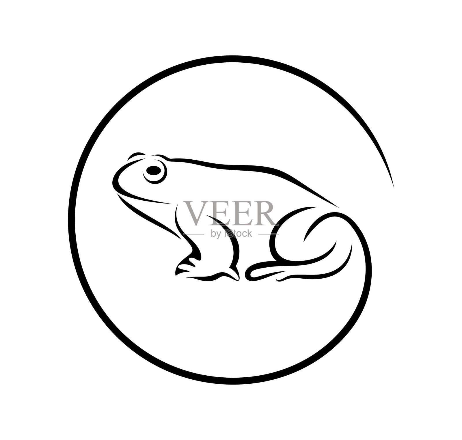 青蛙轮廓。白色背景上的抽象青蛙。欧洲普通蟾蜍（Bufo）。插画图片素材