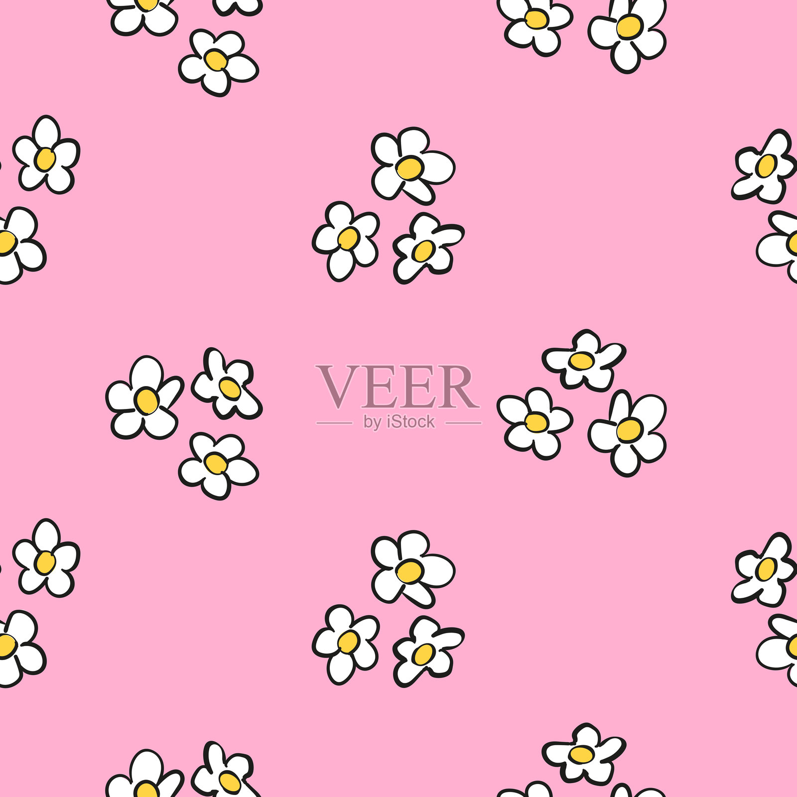 可爱的小花背景无缝图案矢量插图插画图片素材