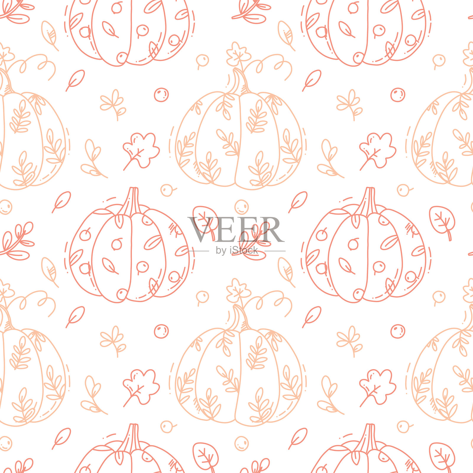 可爱的南瓜无缝矢量图案插画图片素材