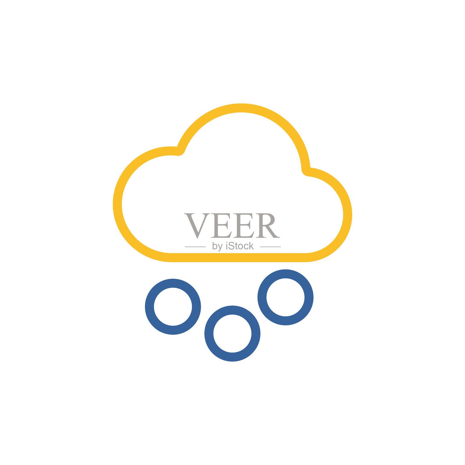 带雪粒的云矢量图标。天气标志插画图片素材