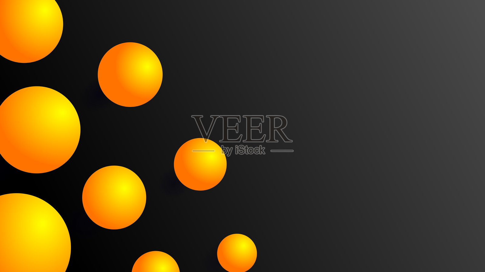 在灰色抽象背景旁边旋转的黄色圆球。插画图片素材