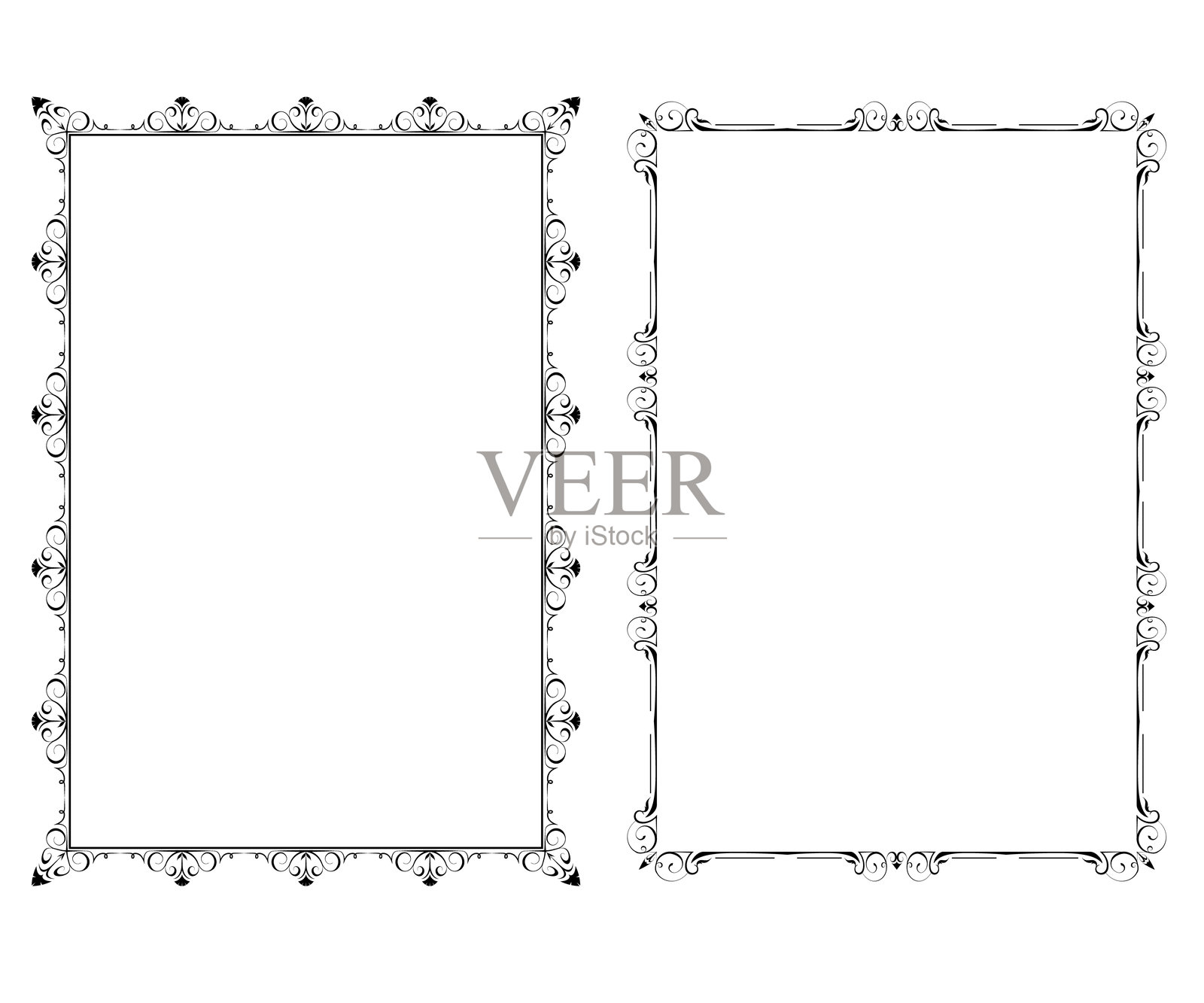 黑色矢量框架在白色背景上插画图片素材