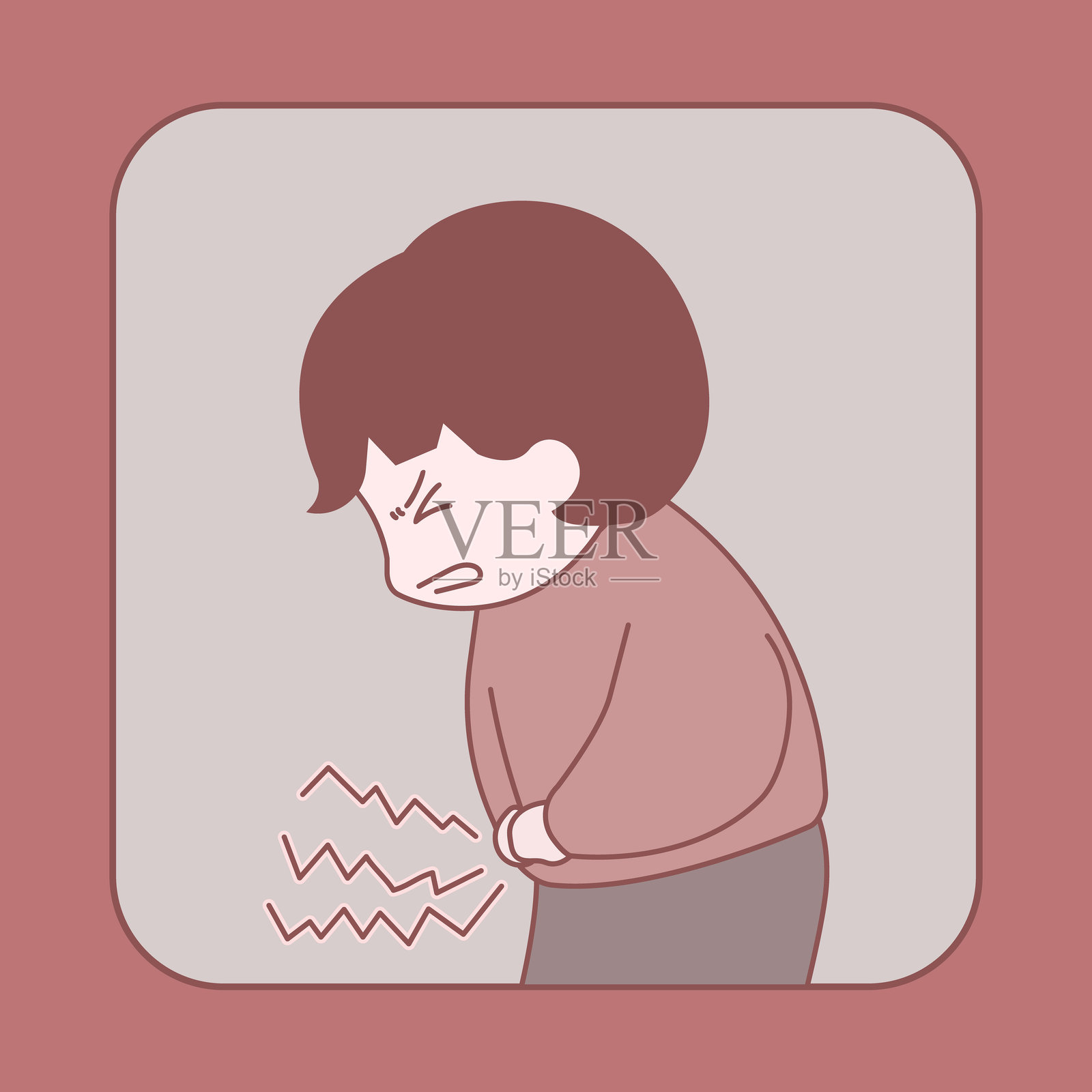肚子疼痛的人的插图插画图片素材