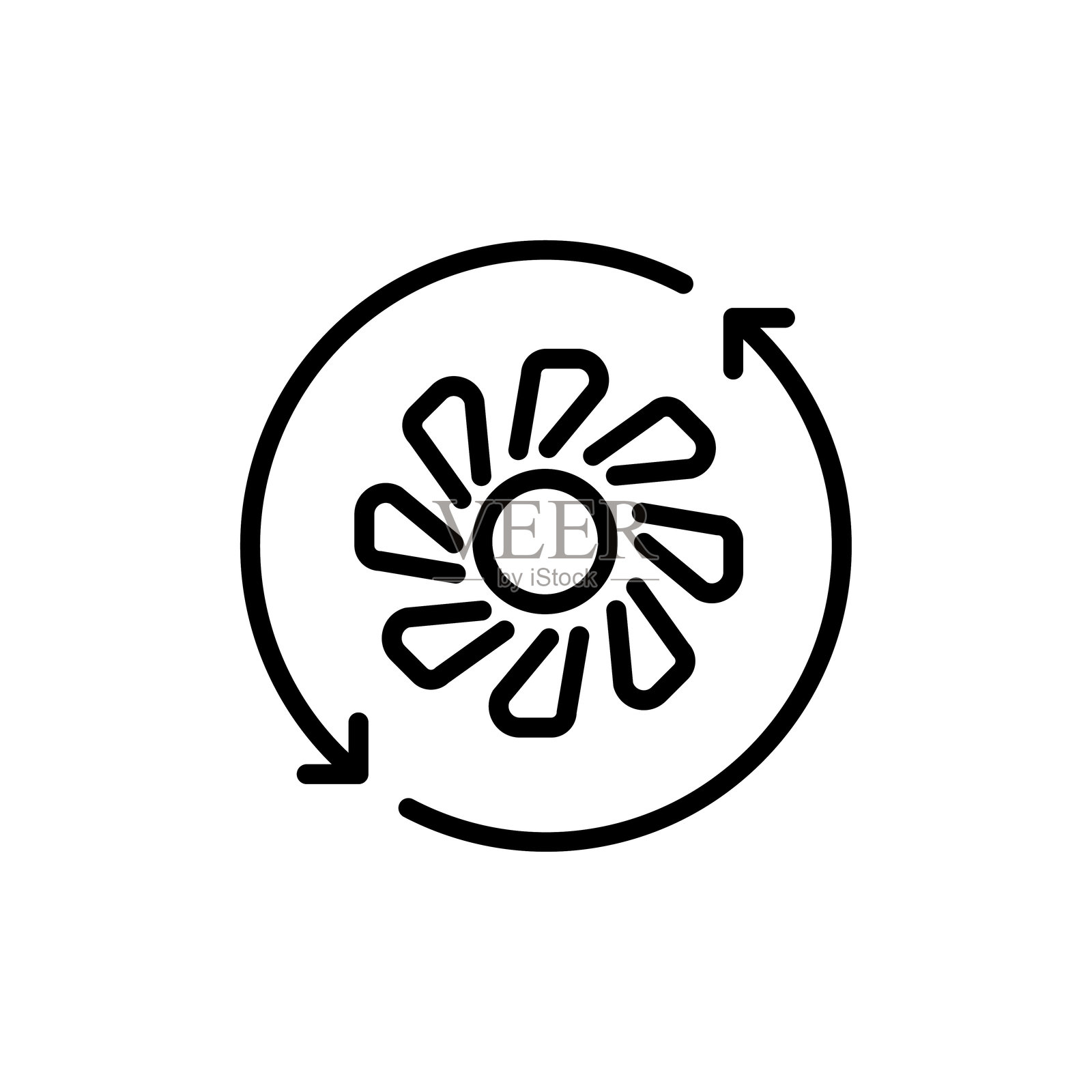 简单的风扇或通风器轮廓图标。适用于您的logo、网页、移动应用UI设计的概念。矢量线条插图。插画图片素材