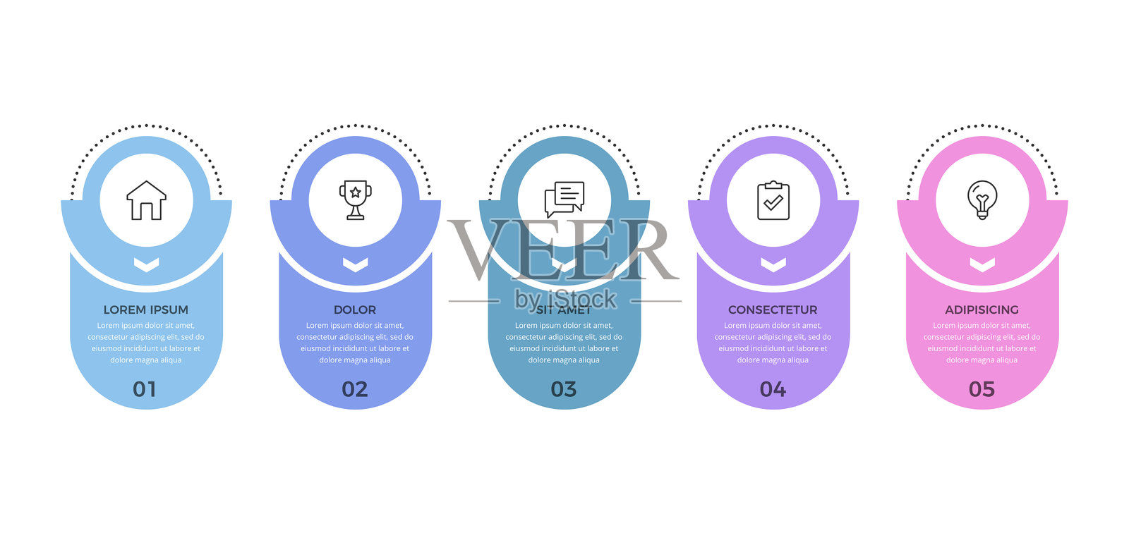 包含5个元素的信息图模板插画图片素材