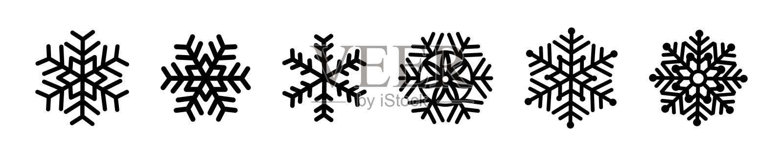 黑色雪花矢量图标集插画图片素材