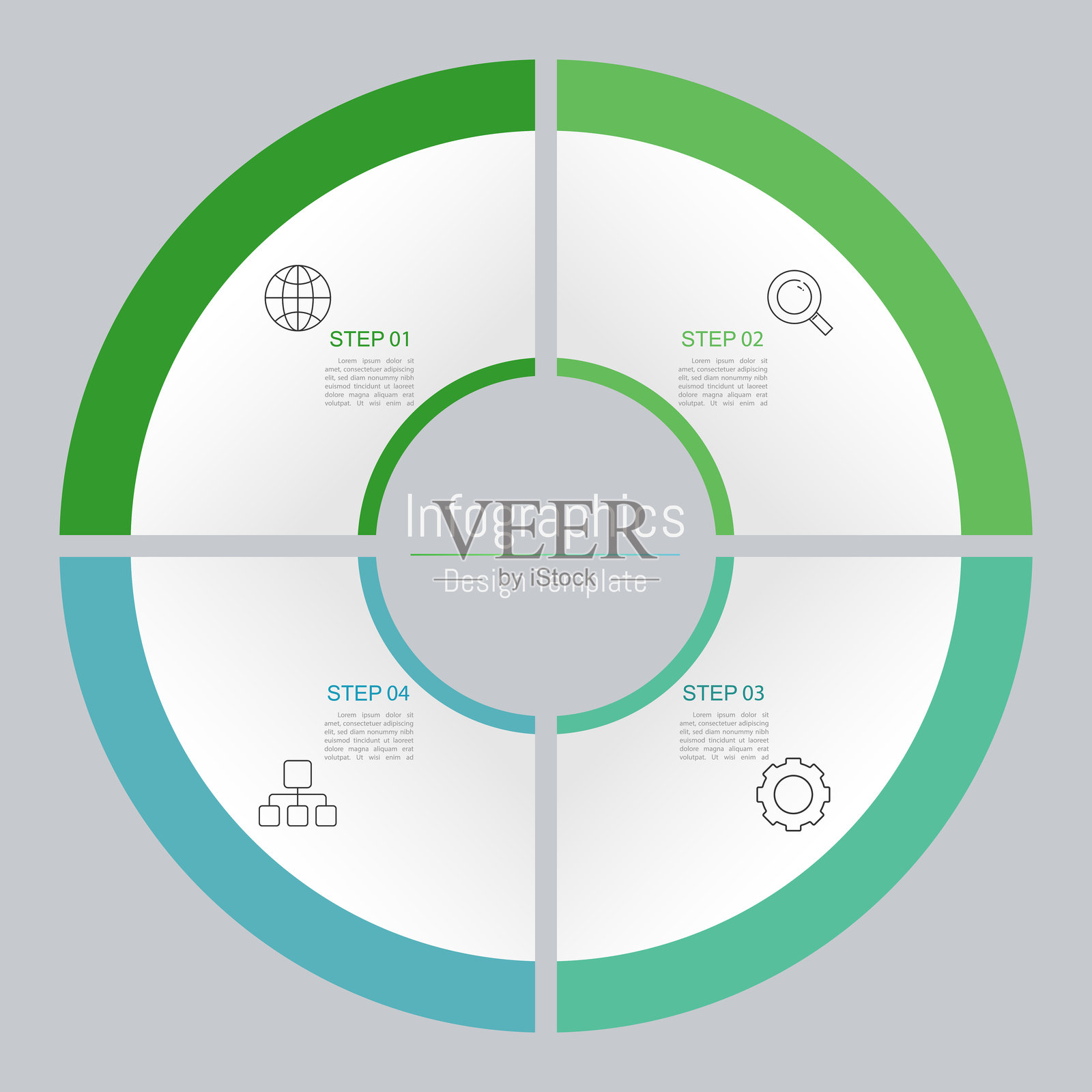 信息图表 4 种选项设计元素，用于您的商业数据。矢量插图。插画图片素材