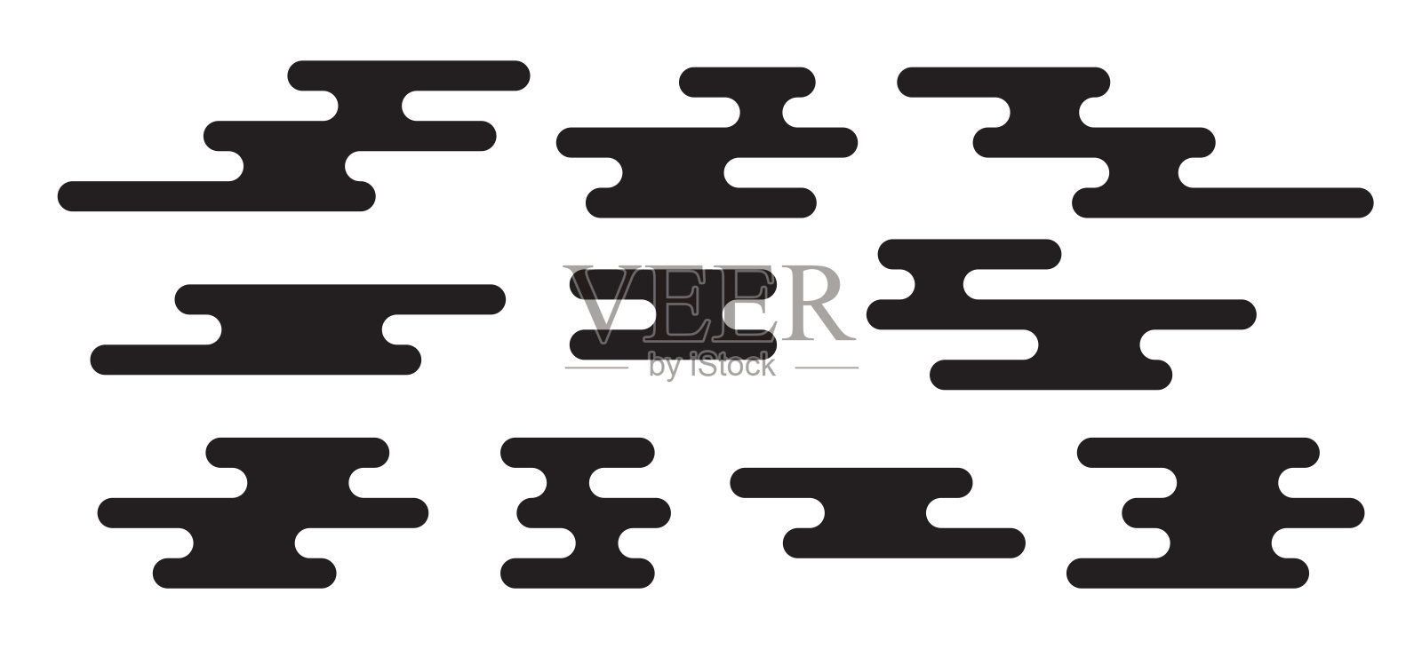 中国和日本风格的云。抽象的亚洲云图标设计装饰。插画图片素材