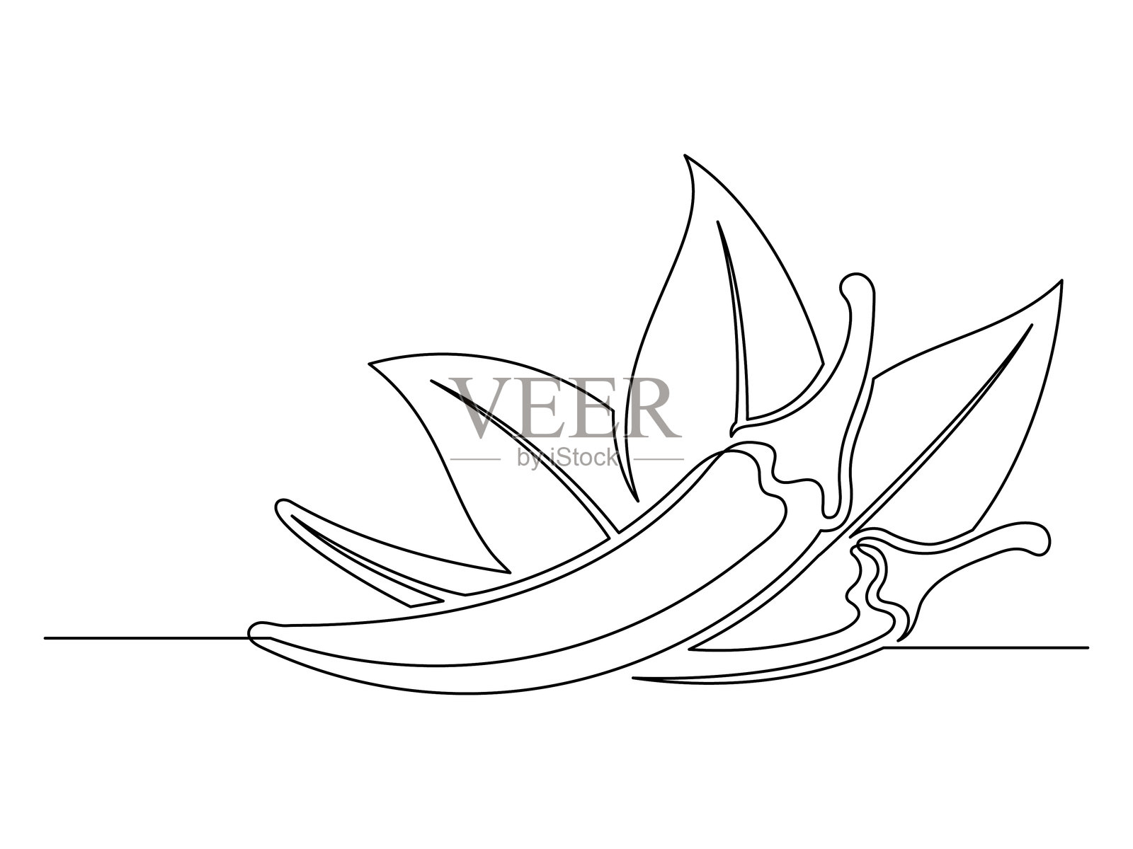 连续的一行辣椒与叶子插画图片素材