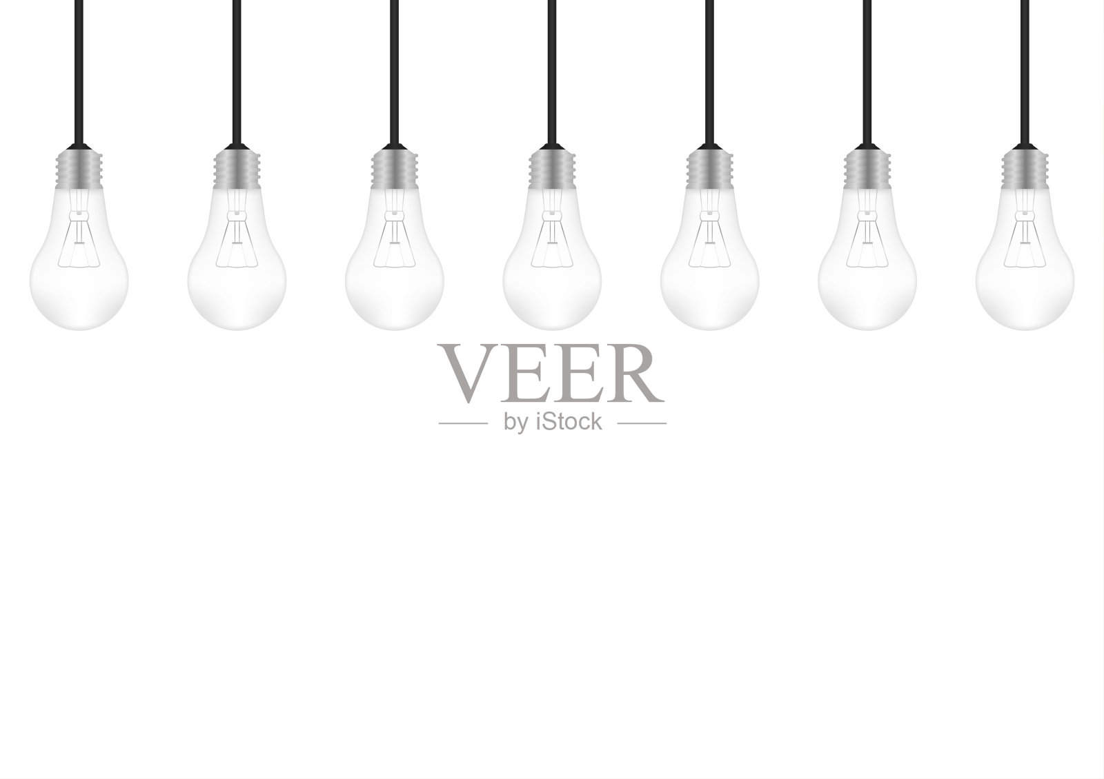 白色背景上的发光灯泡。装饰性灯泡。插画图片素材