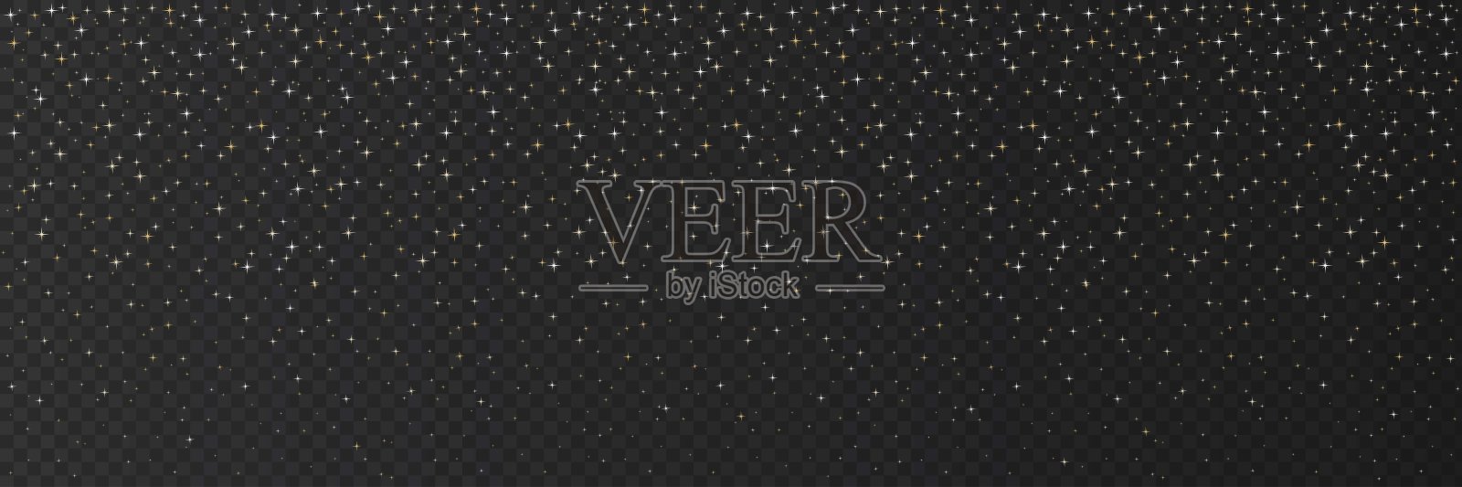 夜空中的金色星星，宇宙星空图案。插画图片素材