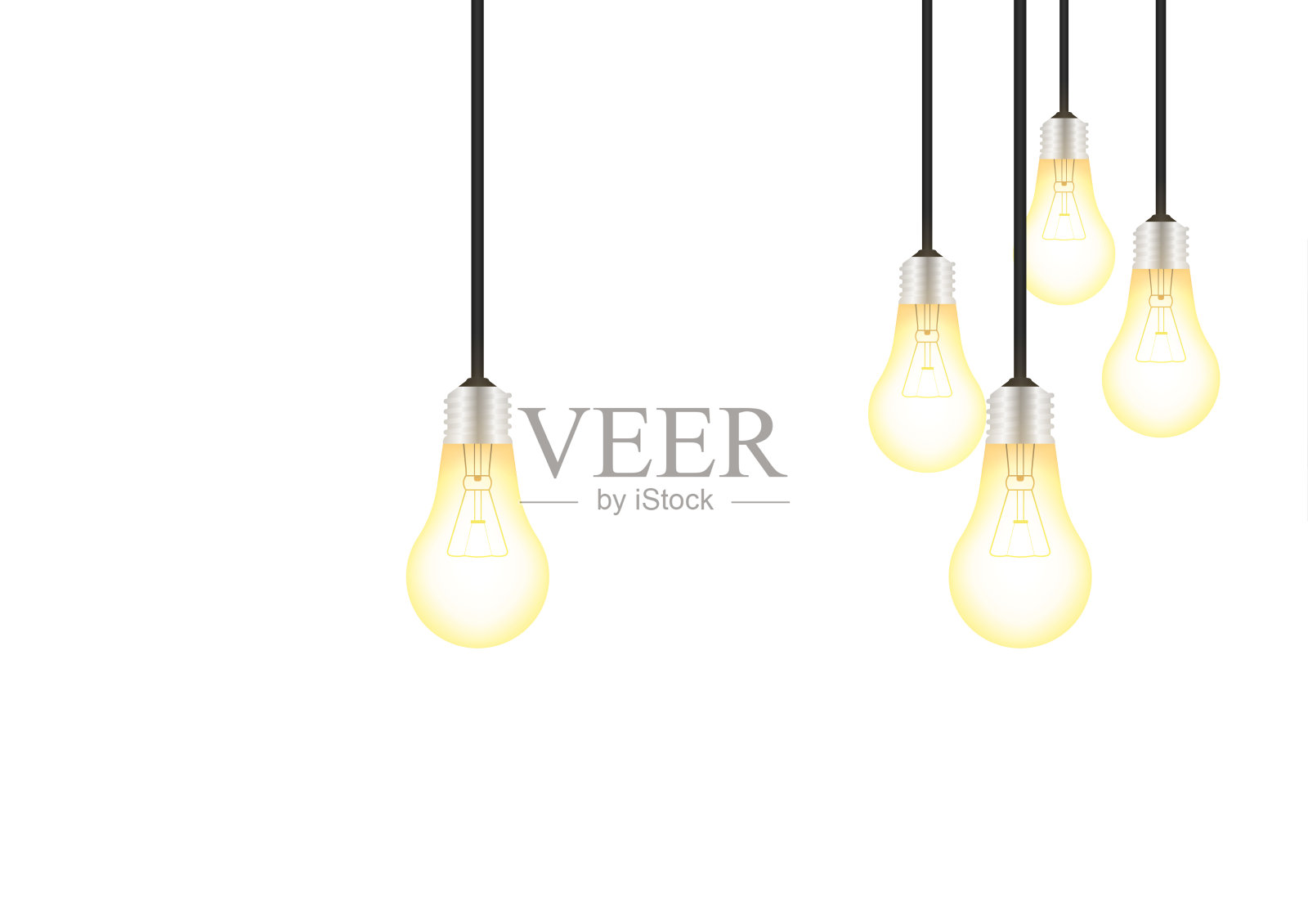 白色背景上的发光灯泡。装饰性灯泡。插画图片素材