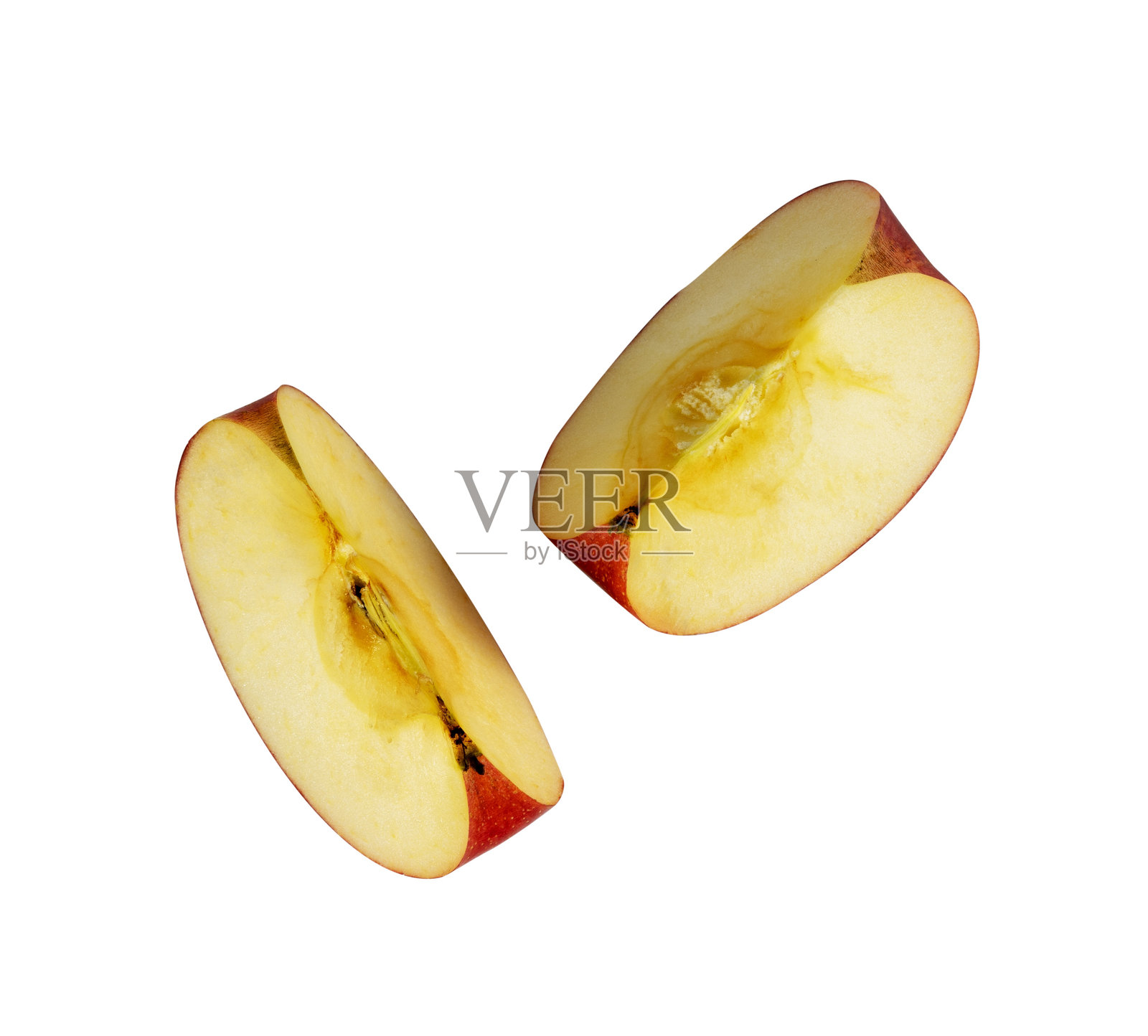白色背景上的红苹果切片照片摄影图片