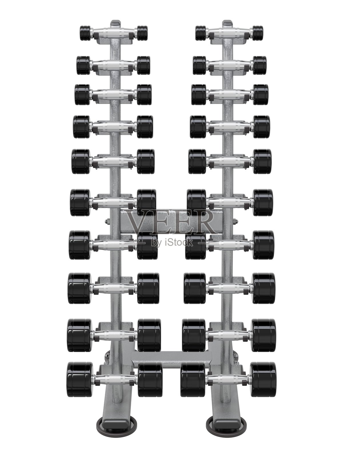 健身房哑铃架，举重器材的支架照片摄影图片