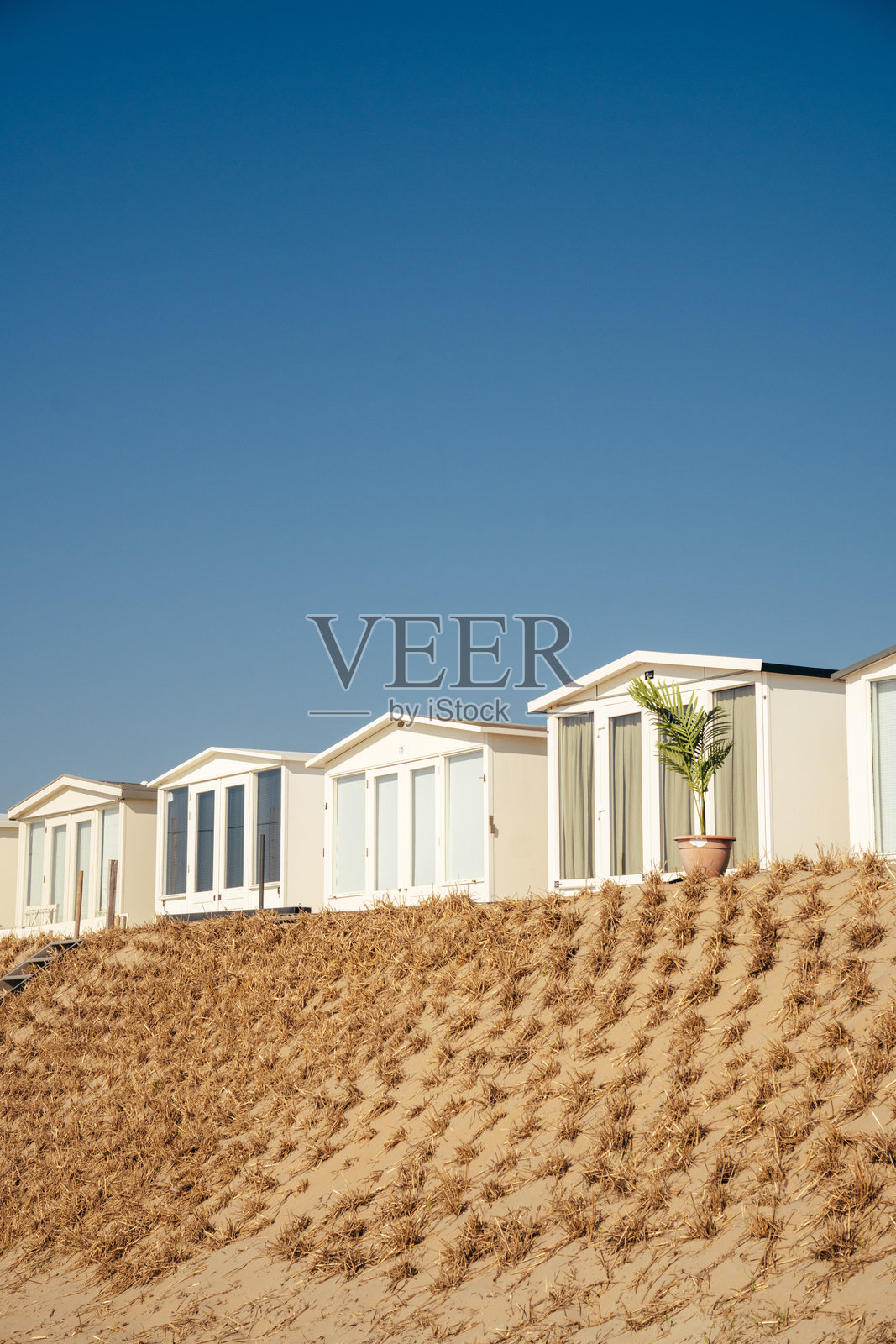 低角度视图下的建筑物与晴朗蓝天相映衬照片摄影图片