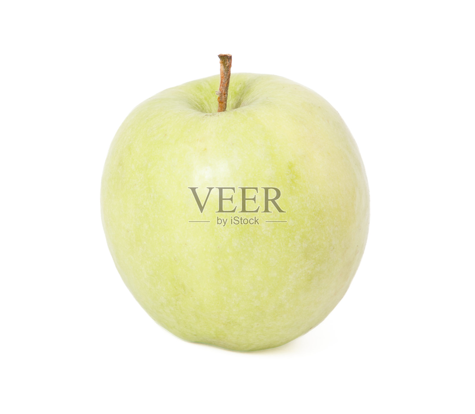 一个顶部有茎的绿色苹果照片摄影图片