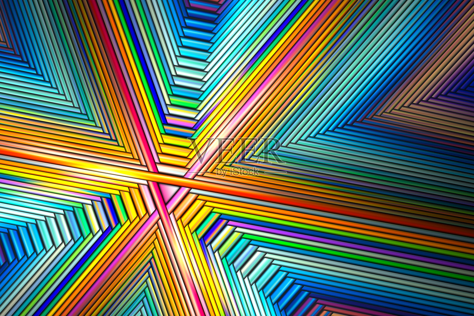 抽象几何彩虹折叠线条背景。分形渲染。照片摄影图片