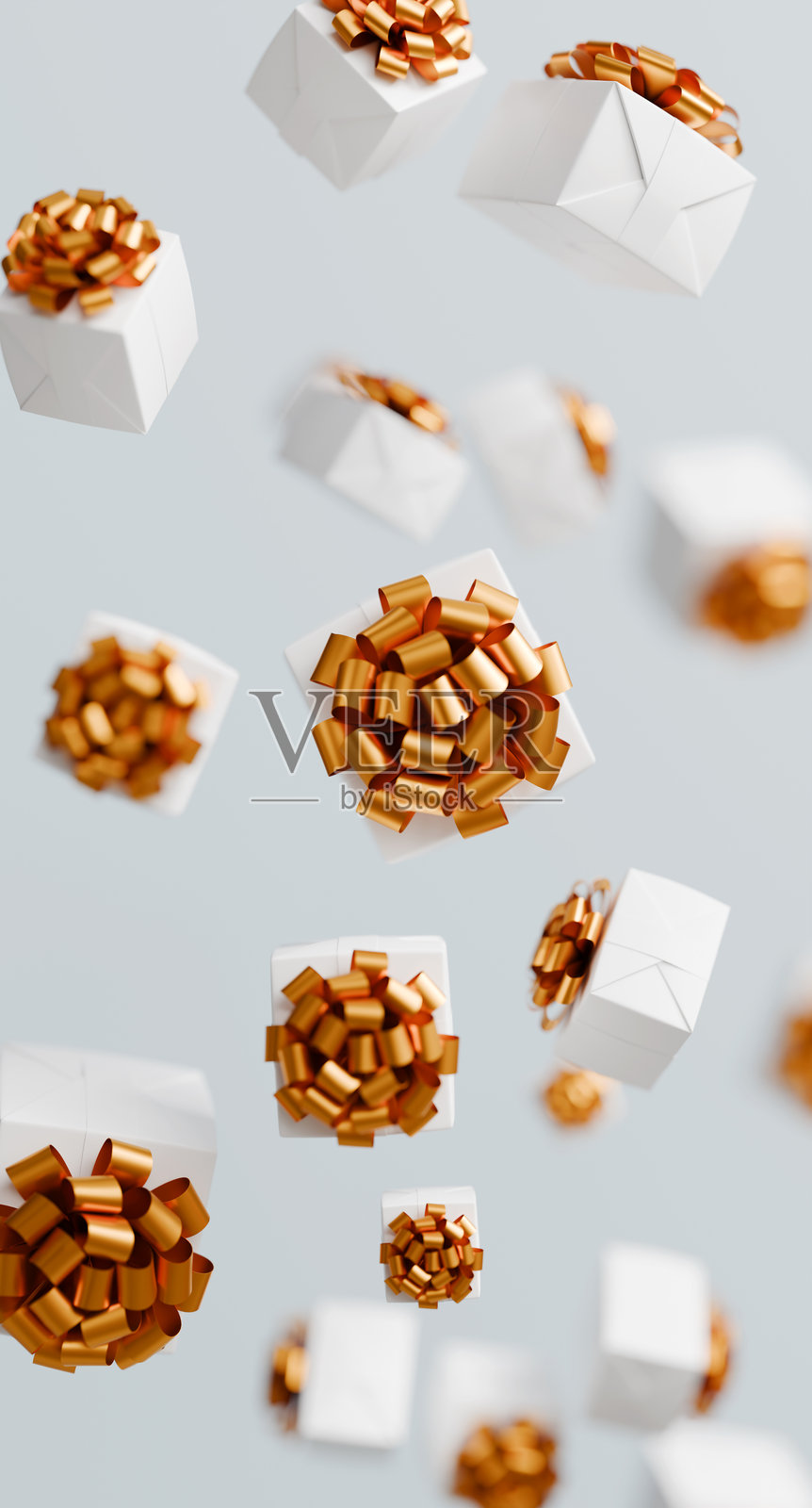 带有黄色丝带的礼品盒照片摄影图片