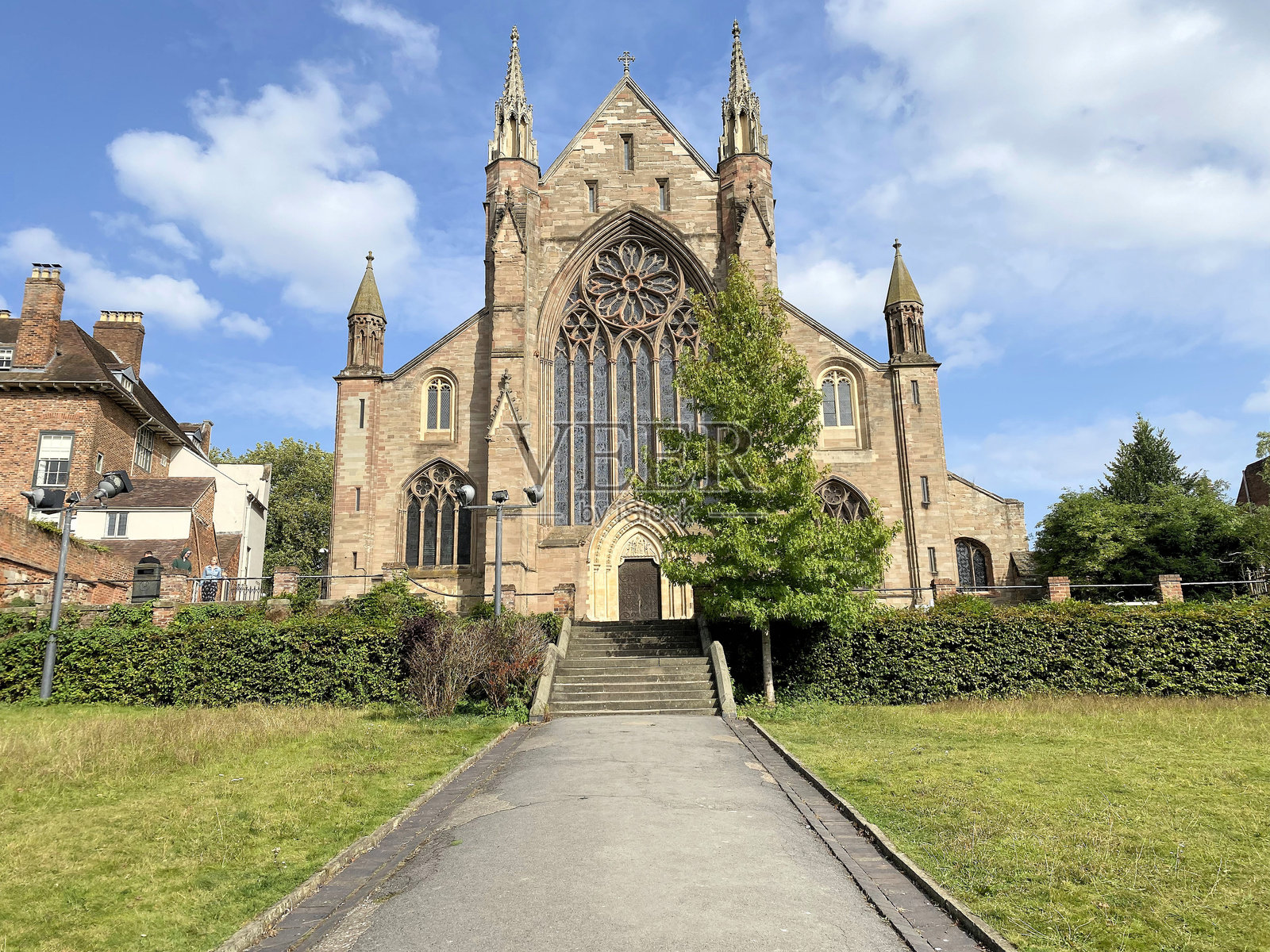 伍斯特大教堂的景观照片摄影图片