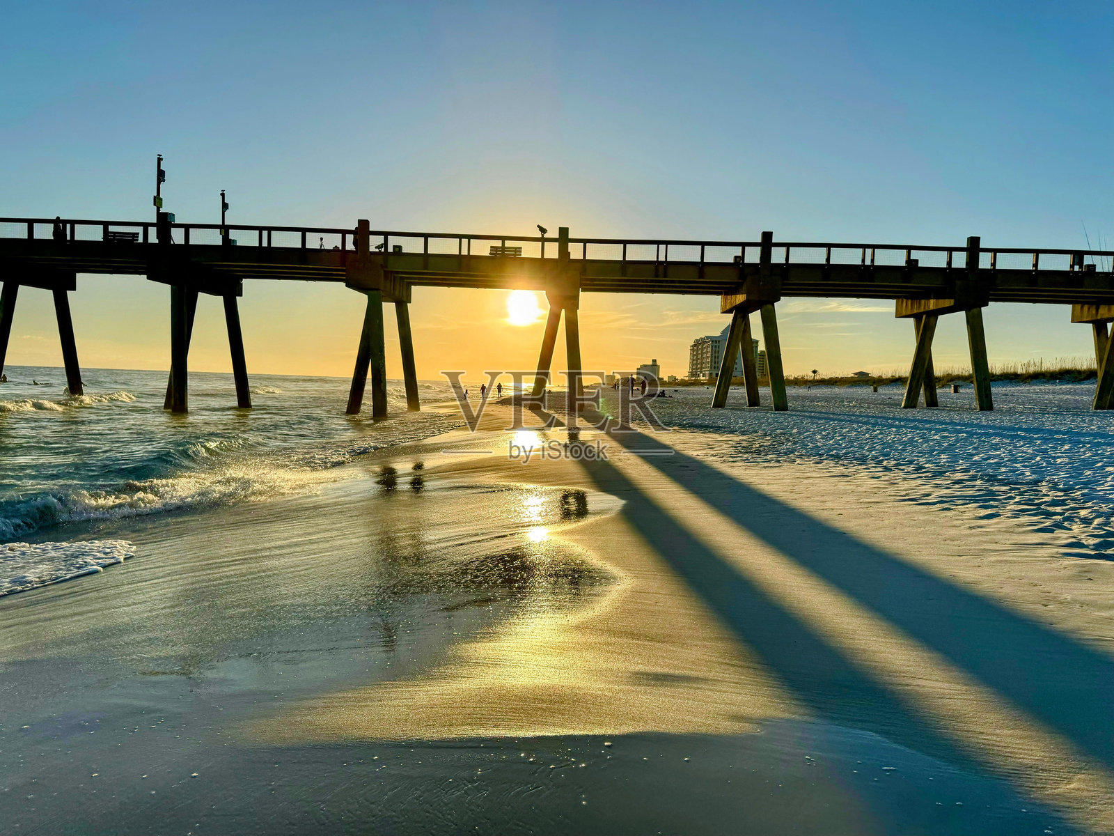 日落码头的阴影照片摄影图片