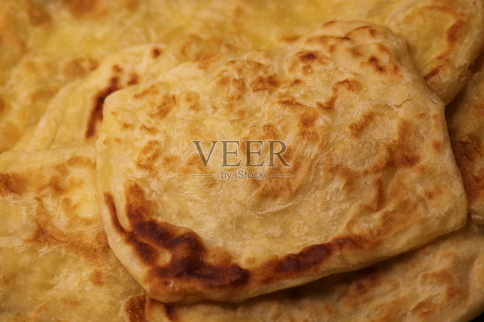 摩洛哥Msemmen或Msemen扁面包照片摄影图片