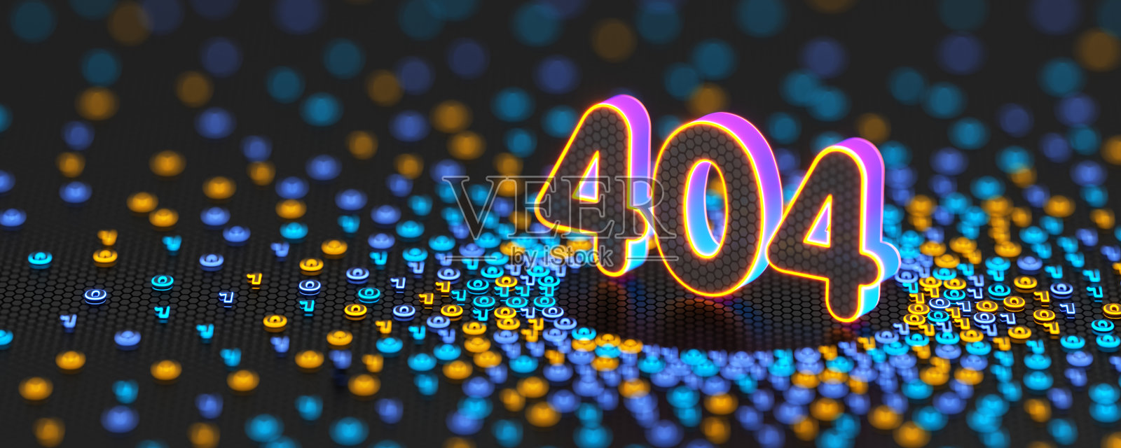 错误404和二进制代码背景。互联网页面未找到。3D插图照片摄影图片