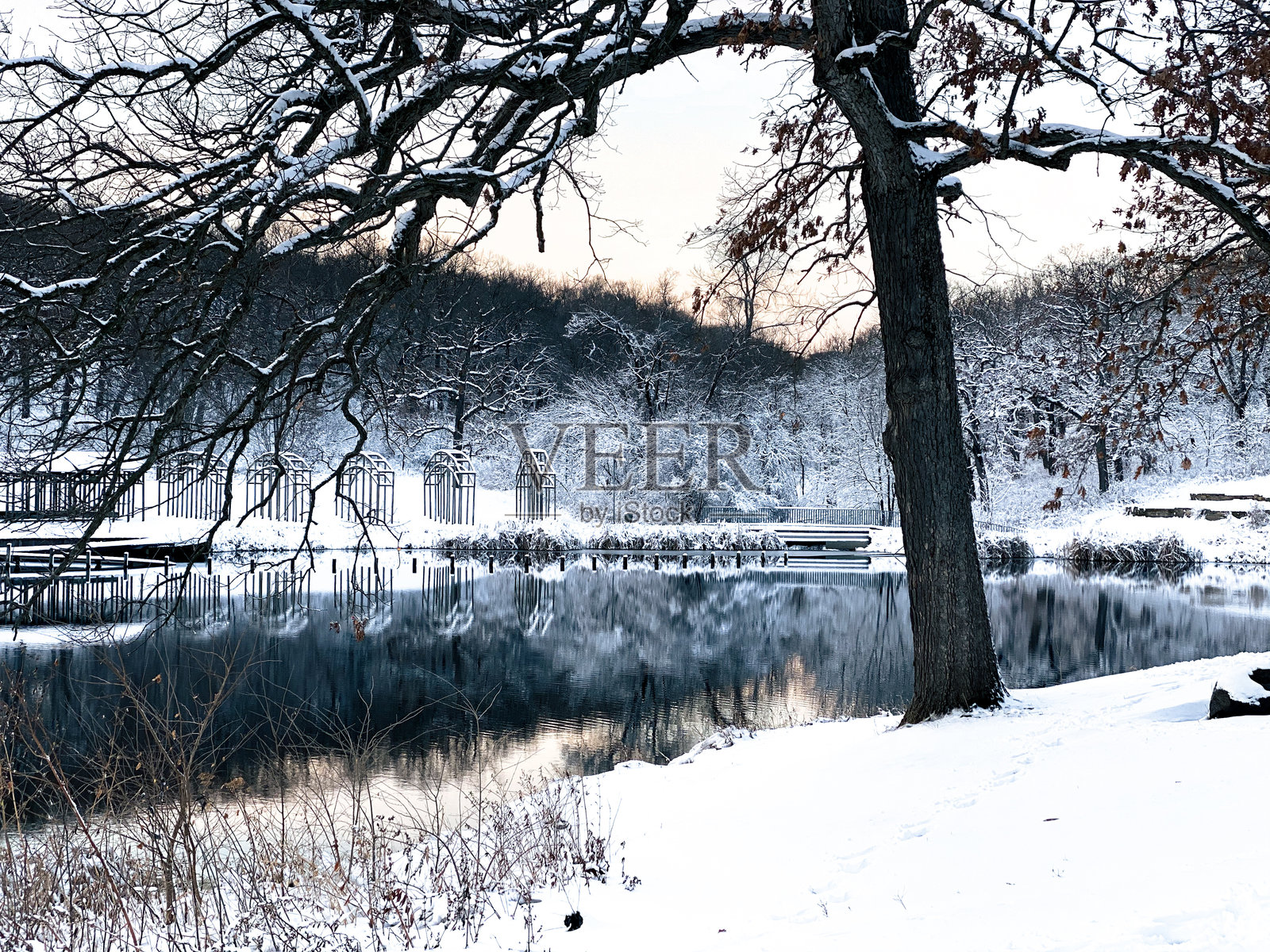 德莫因水务公园冬季景观照片摄影图片