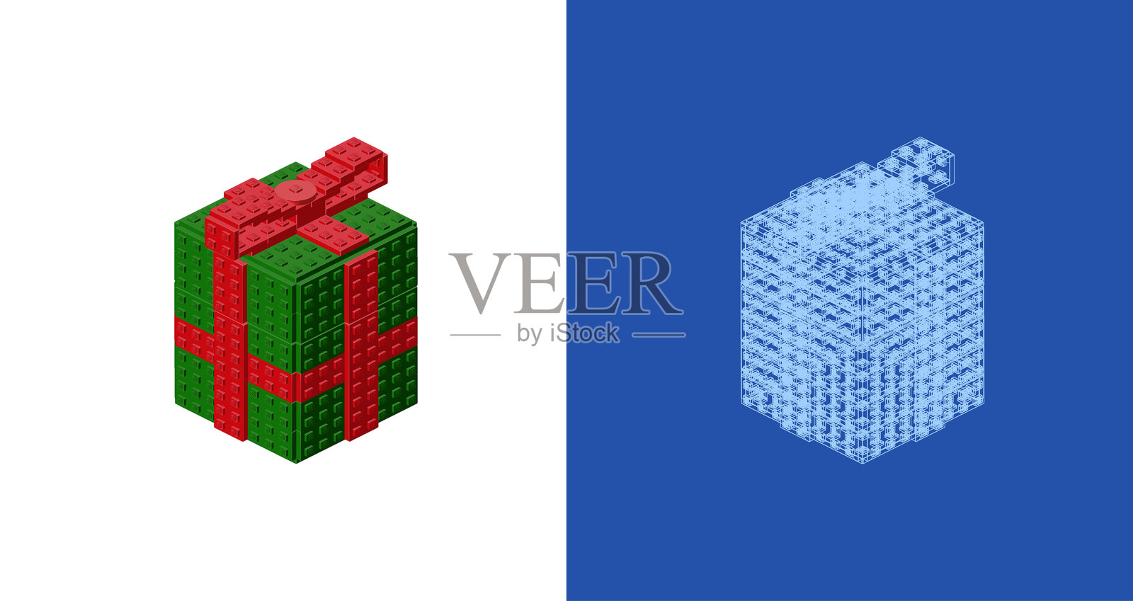 礼品盒蓝图项目创意与实施。矢量图插画图片素材