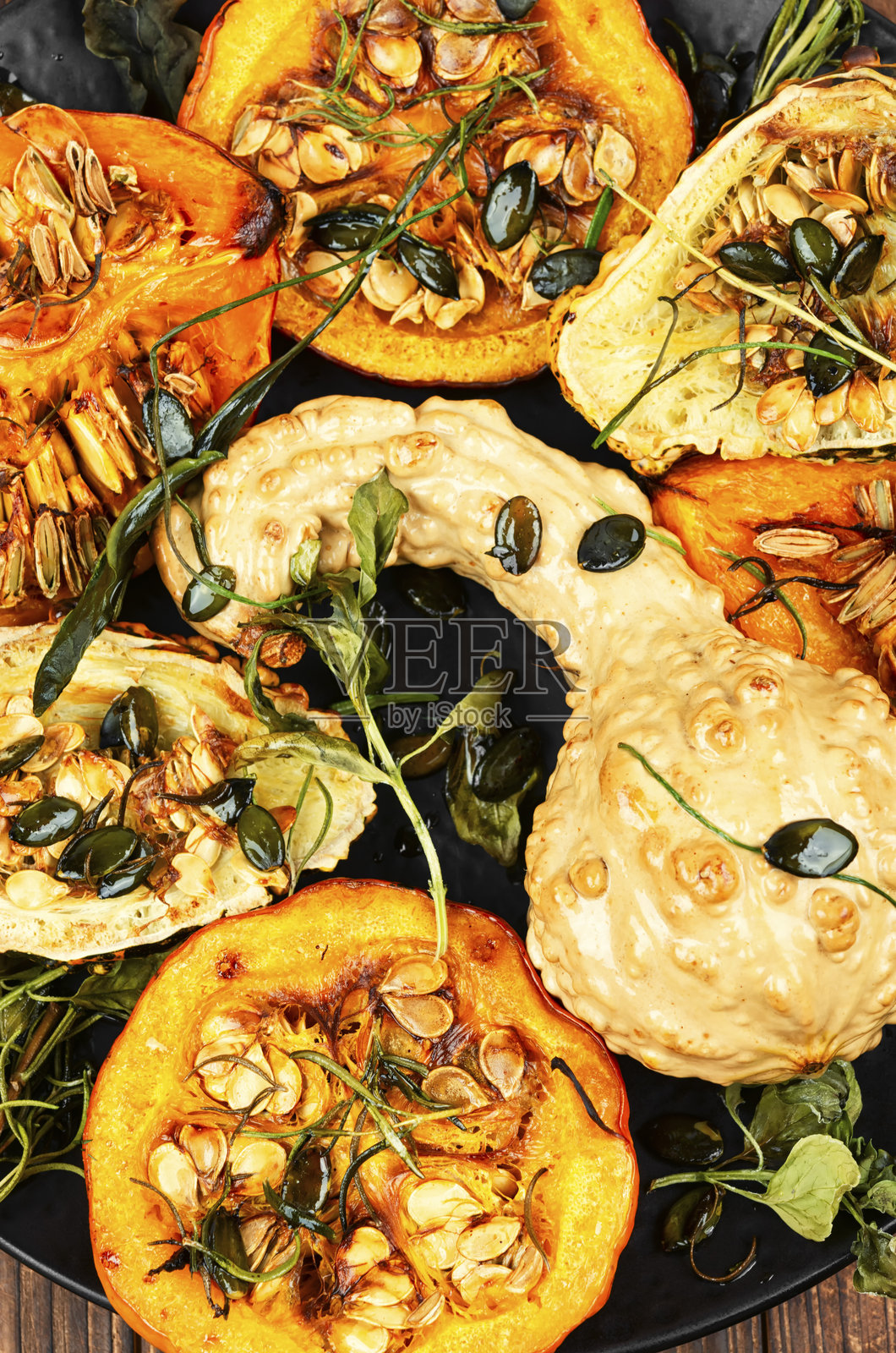 烤秋季南瓜。照片摄影图片