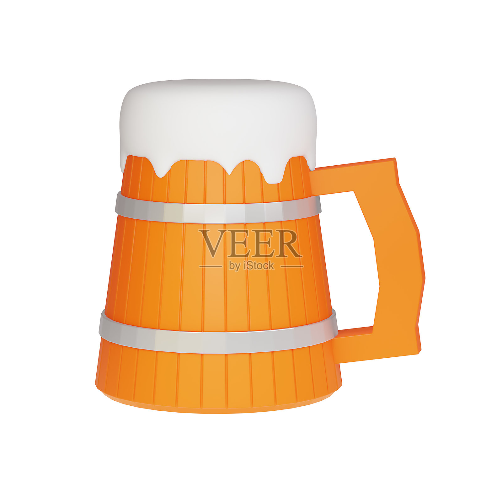 白色背景上的啤酒杯。3D渲染。照片摄影图片