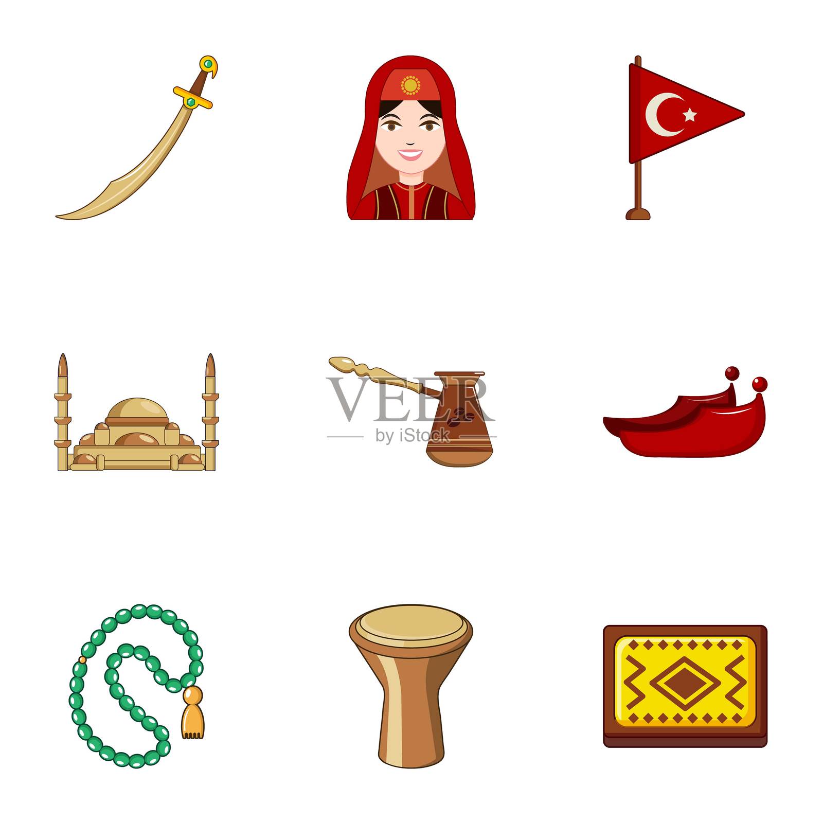 火鸡图标集，卡通风格插画图片素材