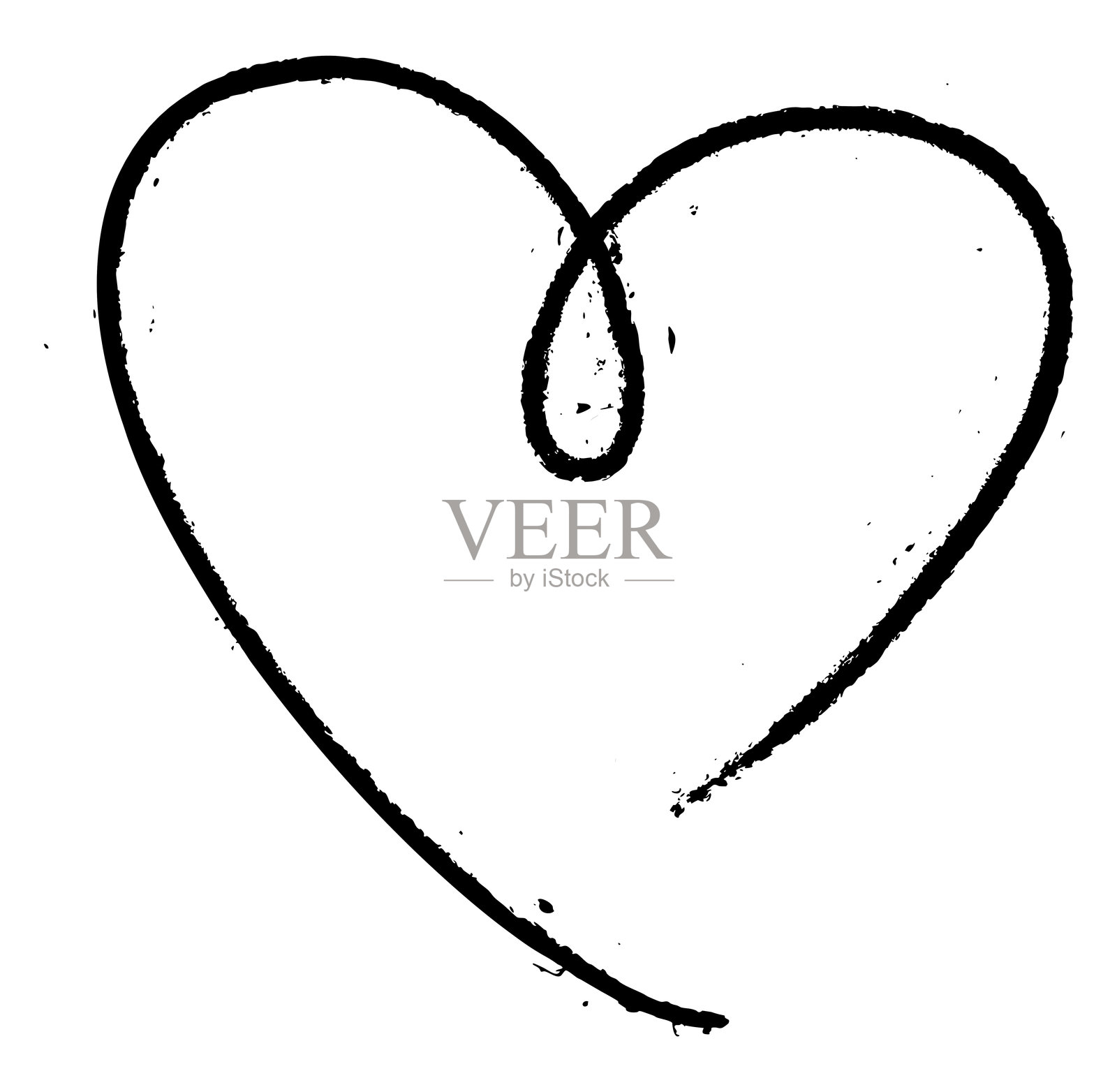 极简主义黑色心形图案带环形细节插画图片素材