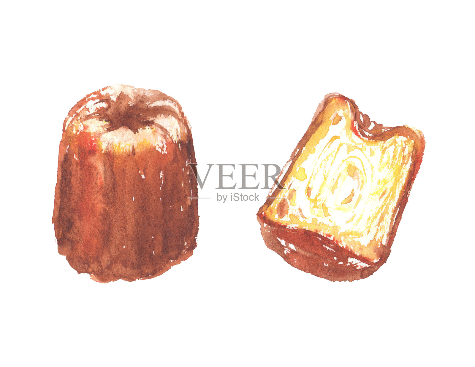 水彩画的卡纳莱甜点插图插画图片素材