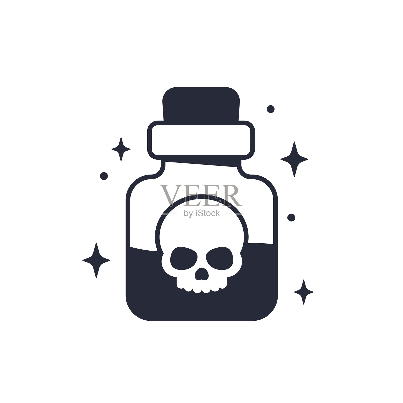 带骷髅的毒药瓶，矢量插图插画图片素材