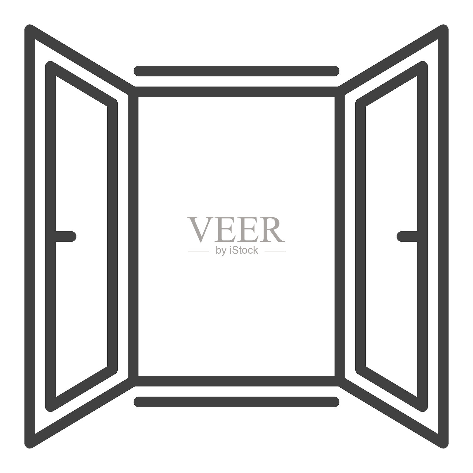 简单线条风格的打开窗口矢量图标或标志插画图片素材