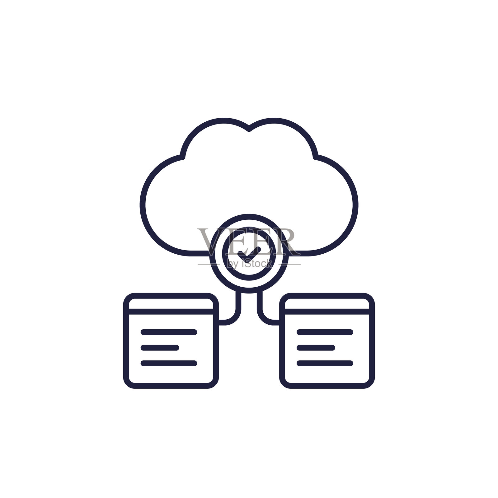 云计算应用和网页的线条图标插画图片素材