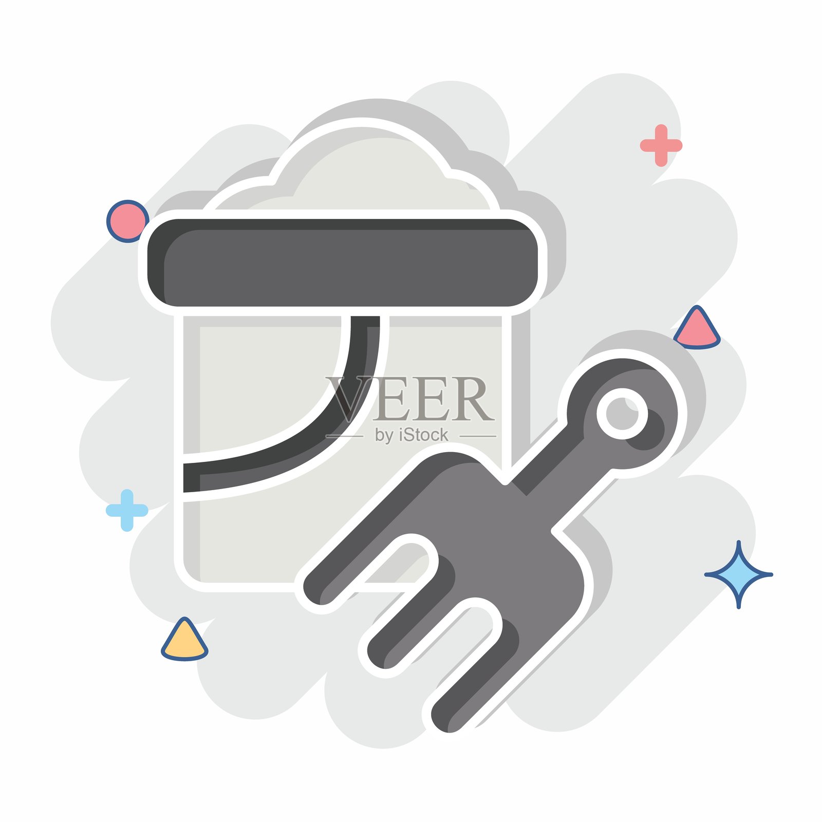 夏季符号图标桶，漫画风格，可编辑设计插画图片素材