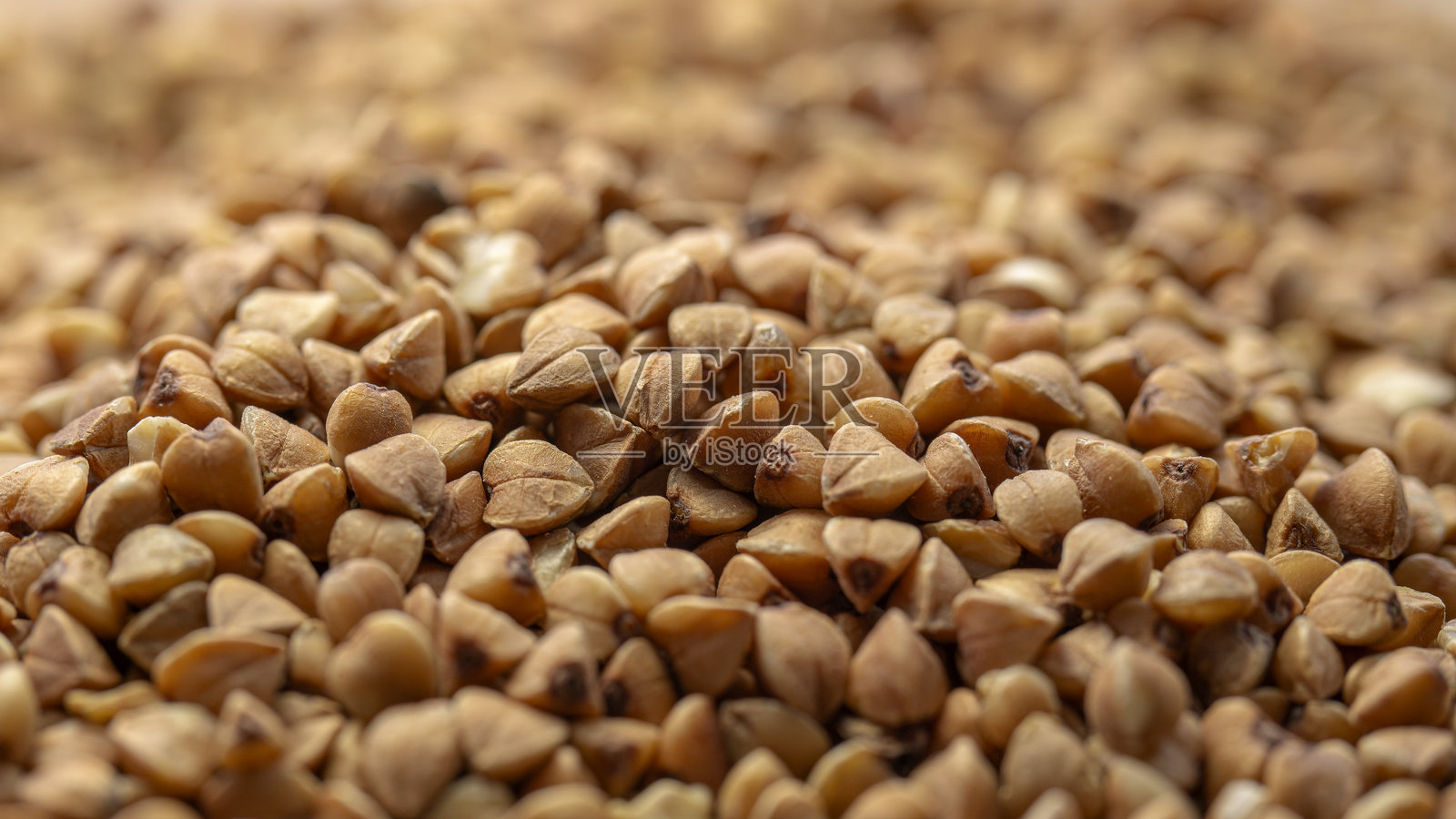 荞麦粒特写宏观视图。照片摄影图片