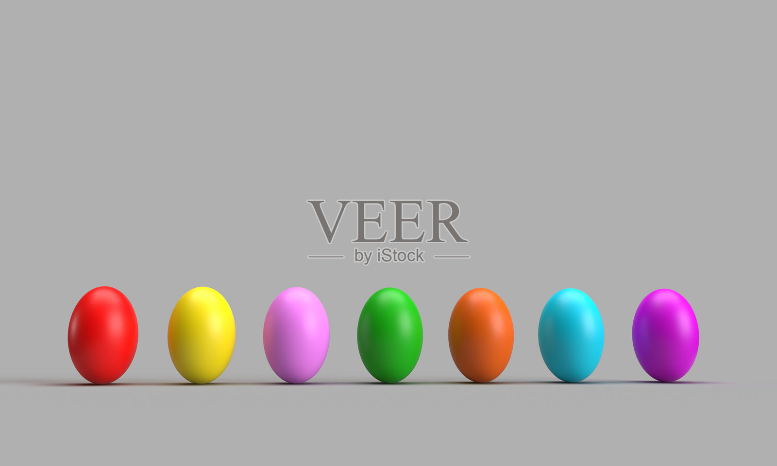 复活节彩蛋日，五彩缤纷的红色、粉色、橙色、绿色、蓝色、黄色彩蛋，兔子和兔耳朵，四月的春季装饰，白色背景剪影，春天快乐复活节彩蛋兔子。照片摄影图片