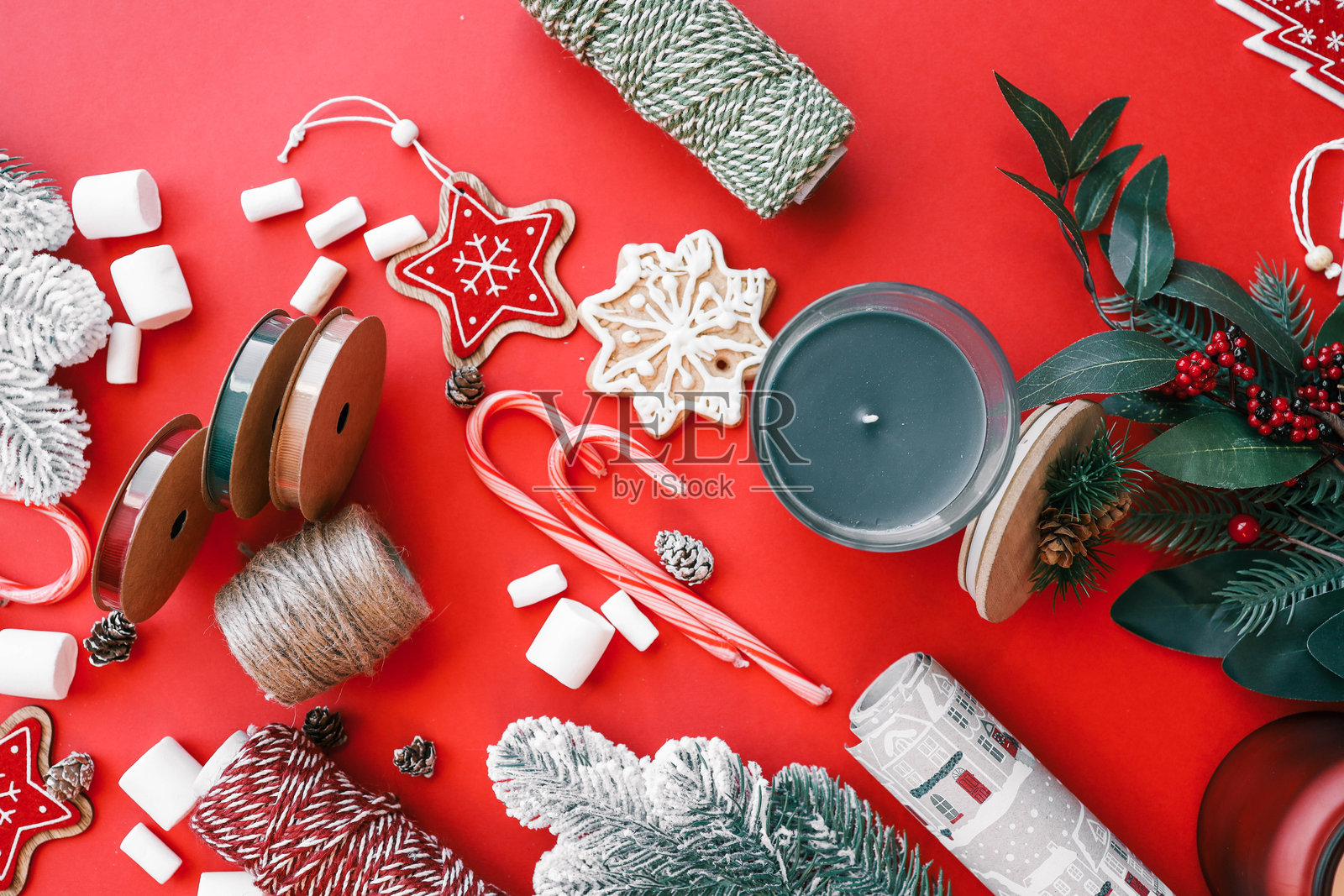 圣诞节背景与节日装饰照片摄影图片