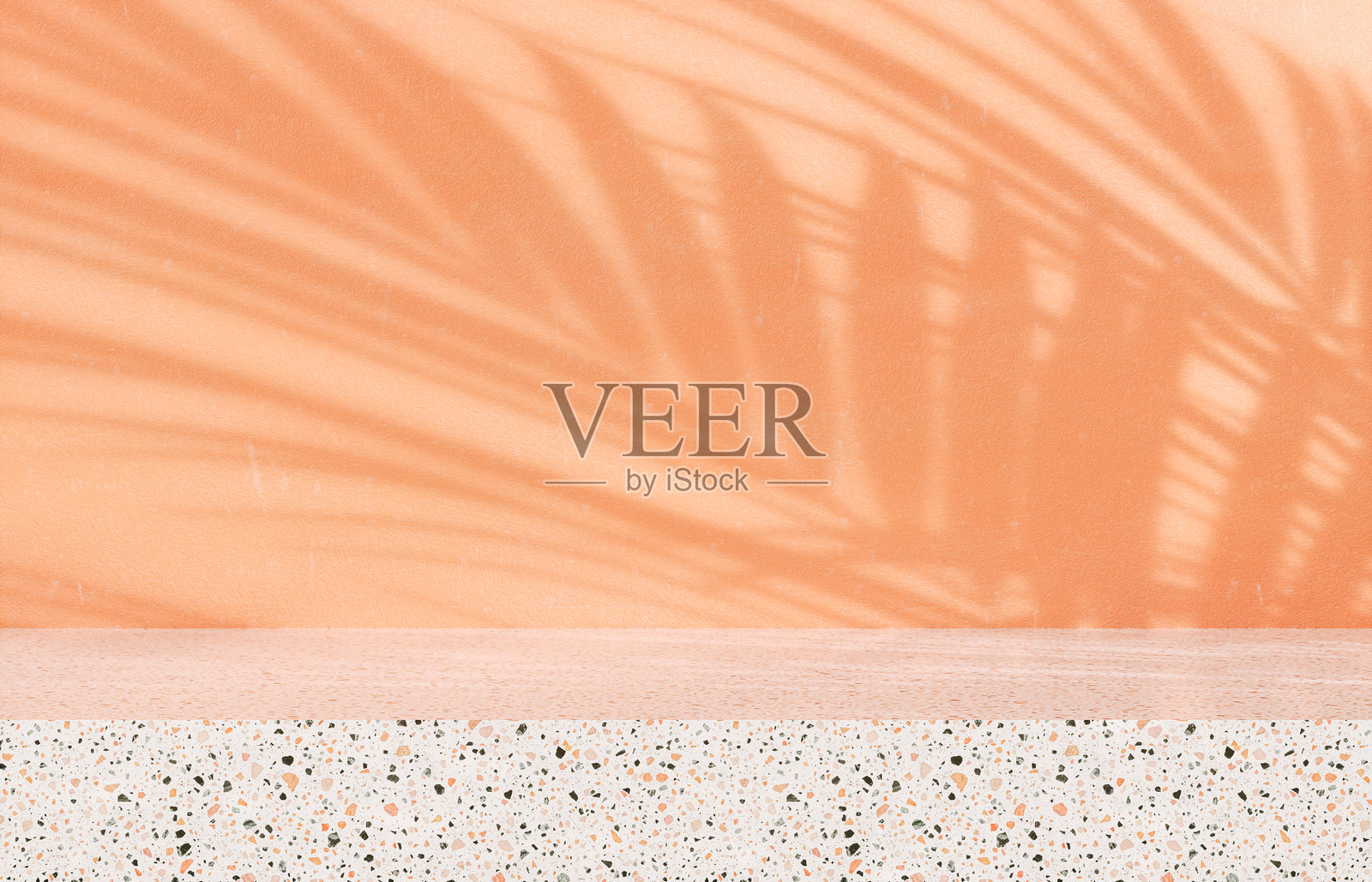 自然光束和阴影下的美丽展台背景，用于产品展示。3D渲染。照片摄影图片