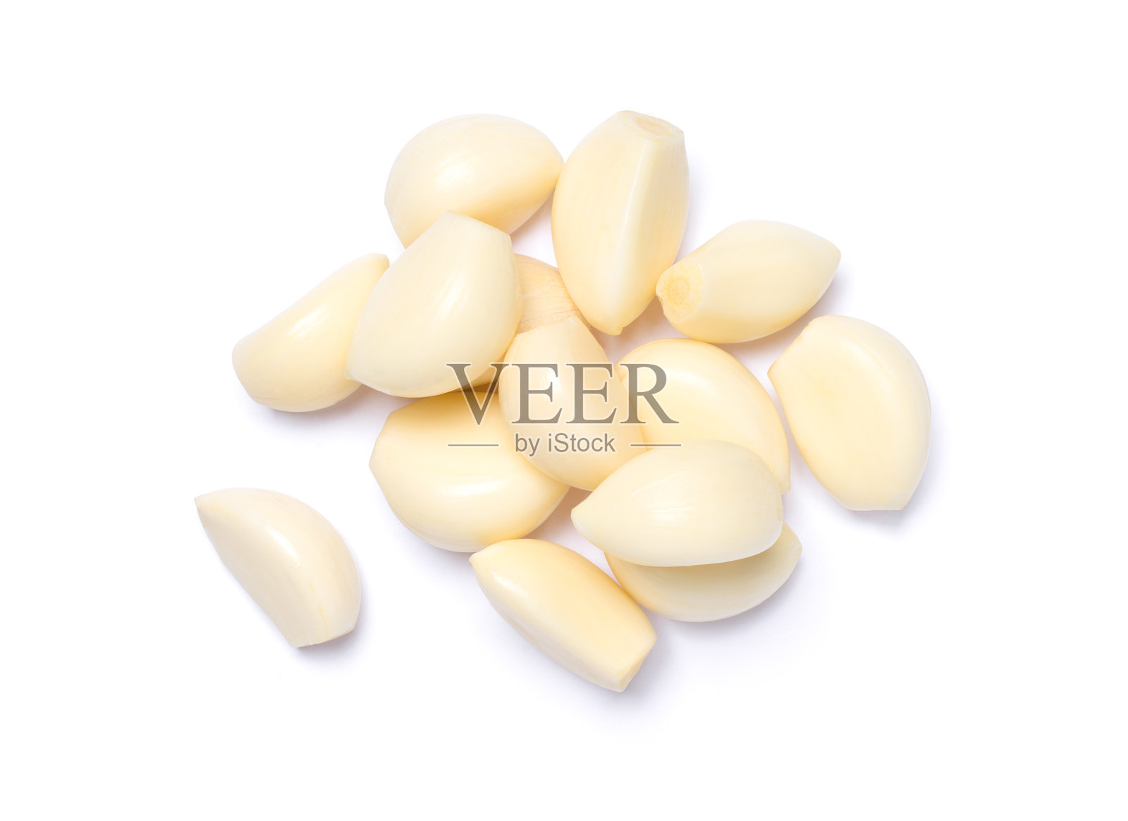 大蒜瓣的俯视图。照片摄影图片