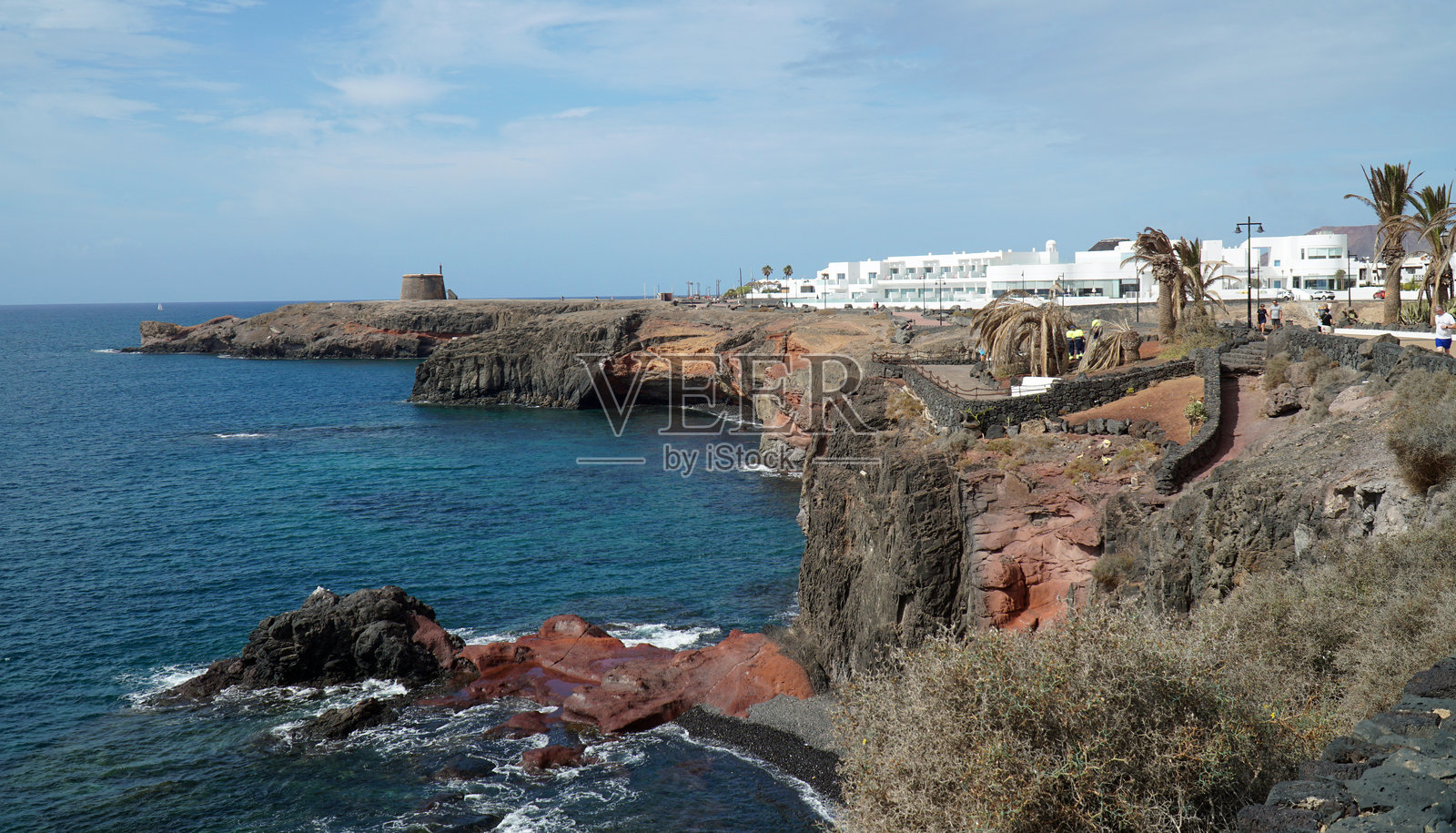 兰萨罗特白沙滩东端全景照片摄影图片