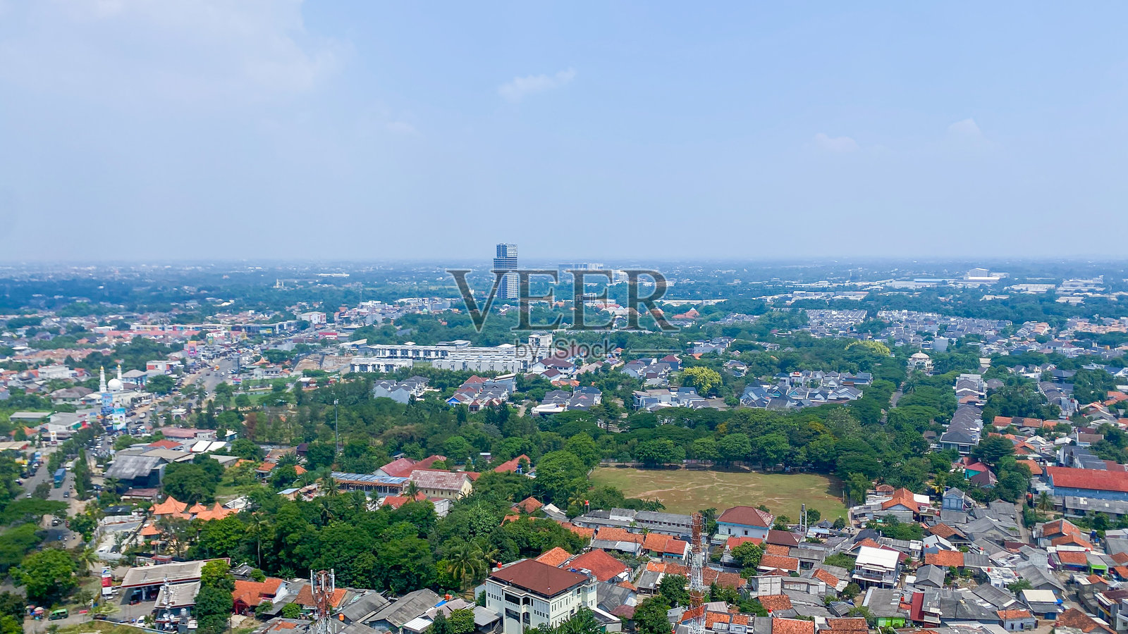高角度俯瞰城市景观与天空照片摄影图片