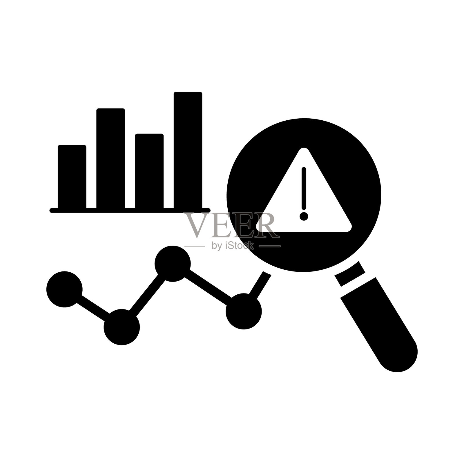 异常检测 - 图表和放大镜代表不规则性的识别插画图片素材