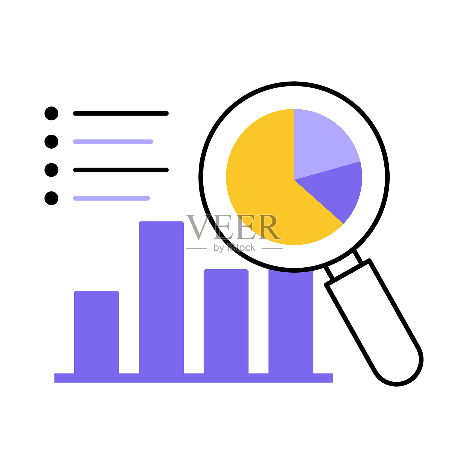 统计分析 - 图表和放大镜代表数据洞察和模式插画图片素材